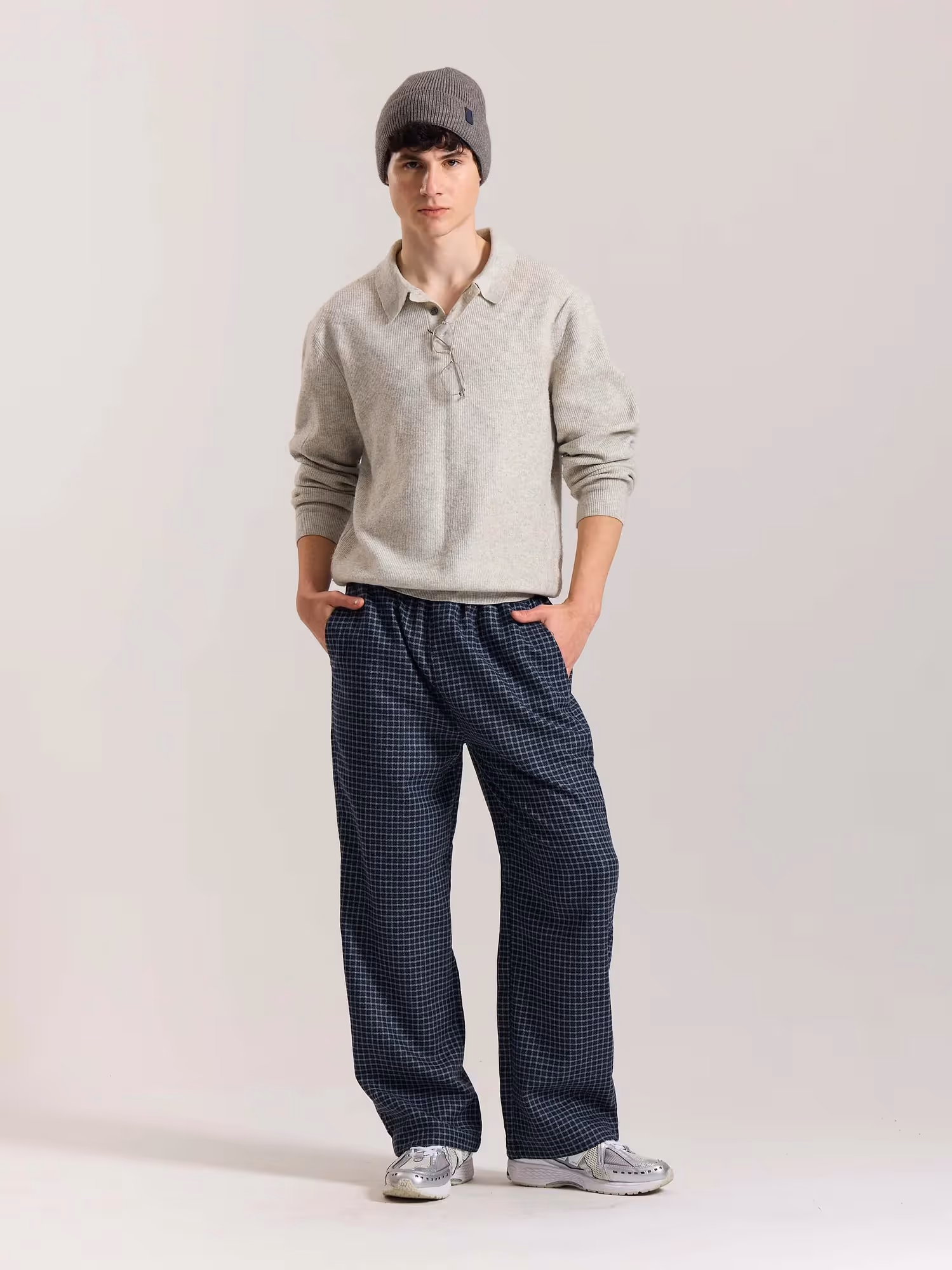 Blue Checkered Woolen Pants image 1