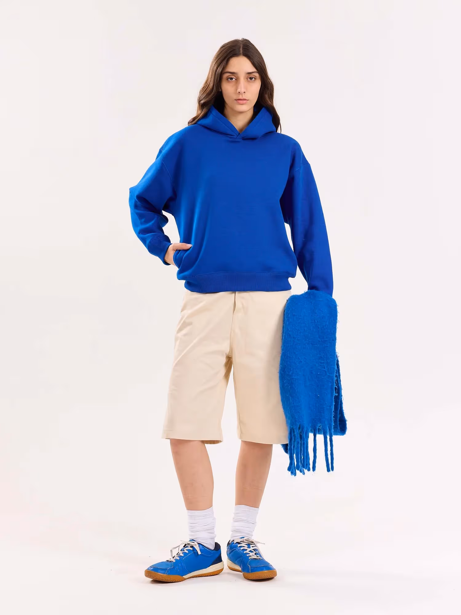 Blue Cropped Fit Hoodie  image 3