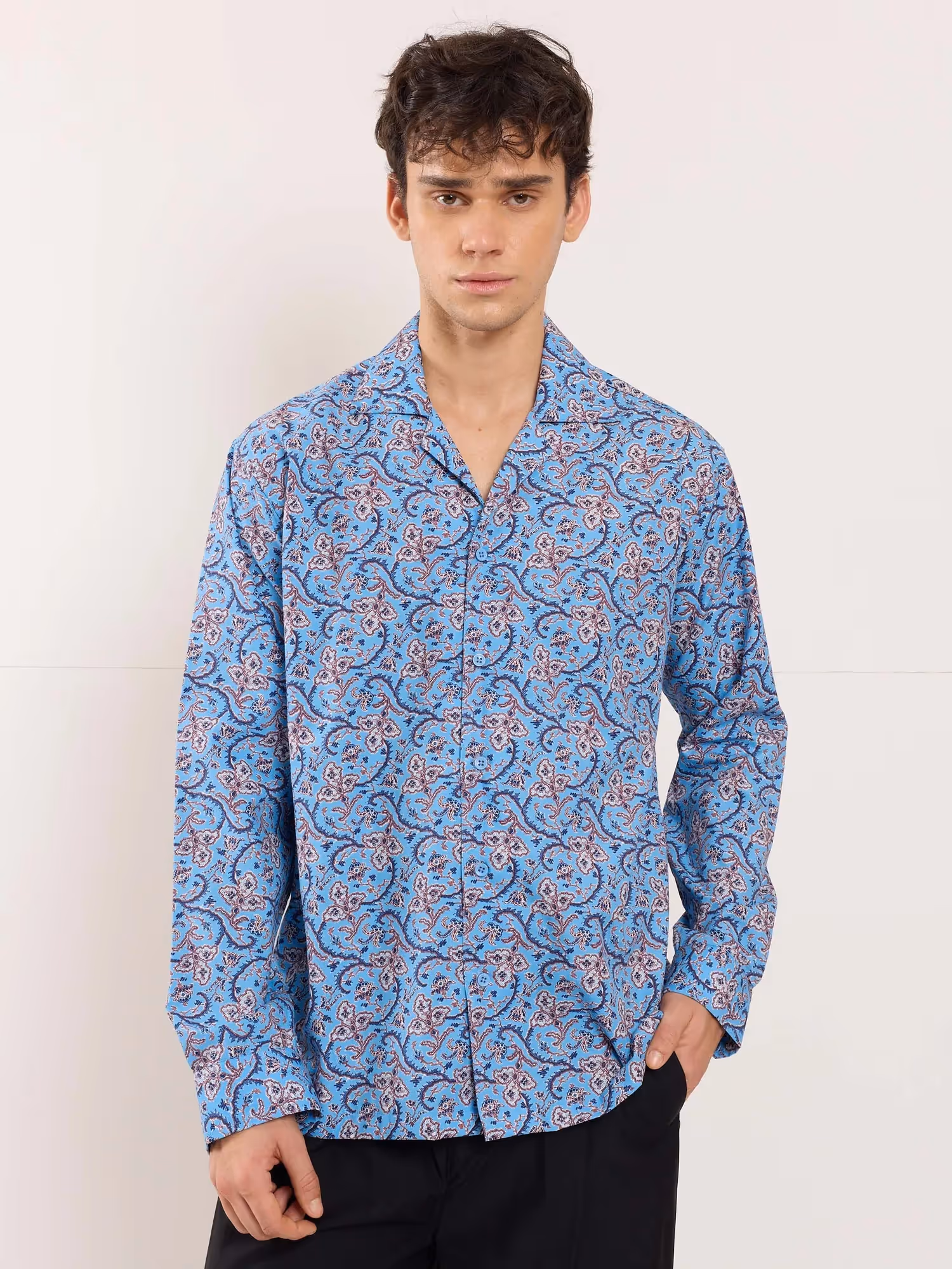 Blue Floral Vine Printed Resort Shirt image 1