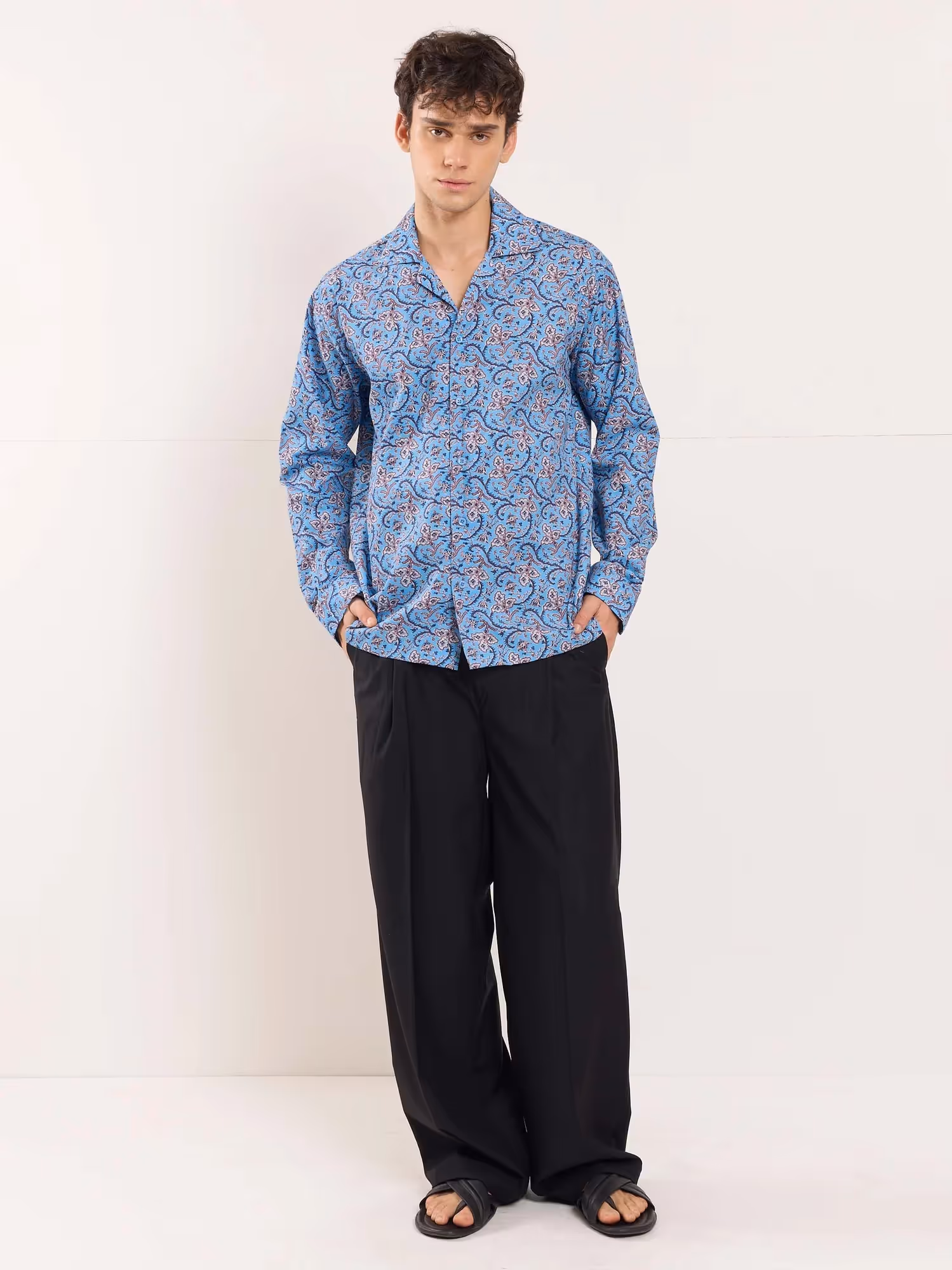 Blue Floral Vine Printed Resort Shirt image 2