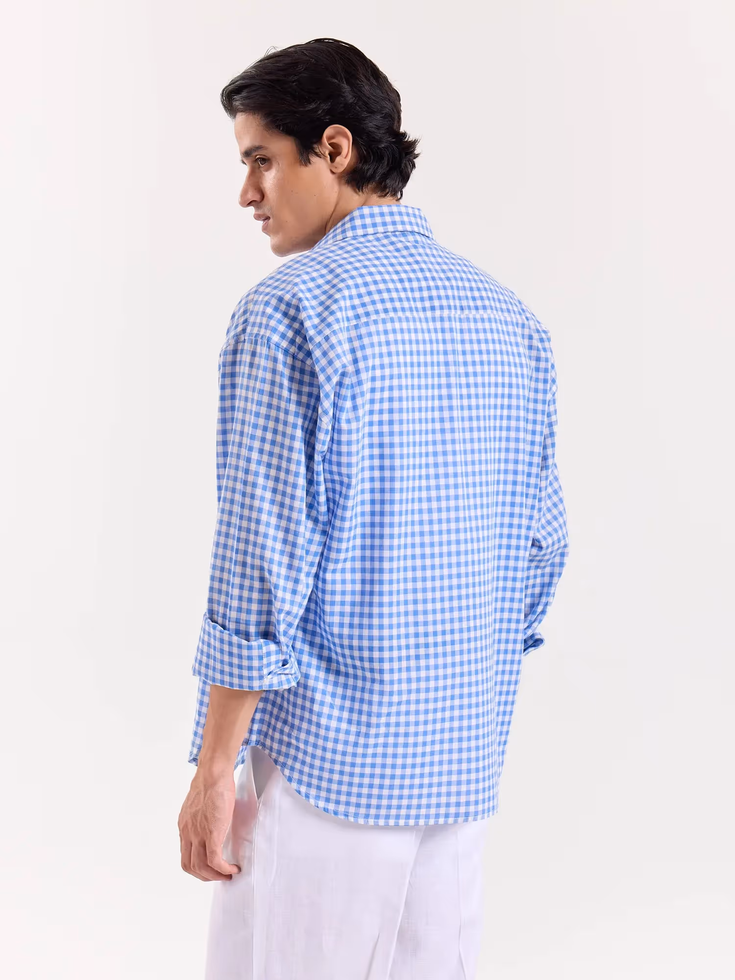 Blue Gingham Cropped Shirt  image 8