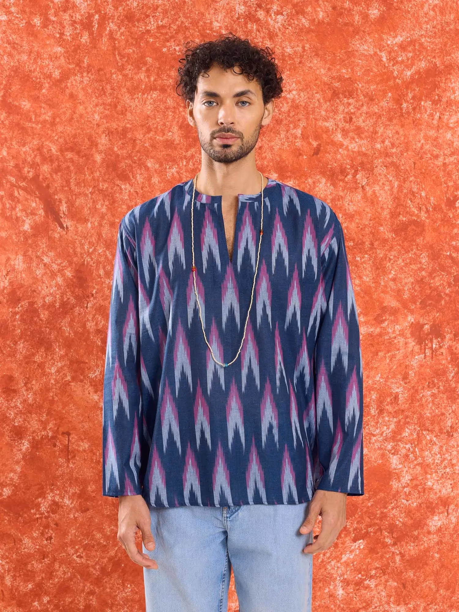 Blue Ikat Short Kurta  image 1
