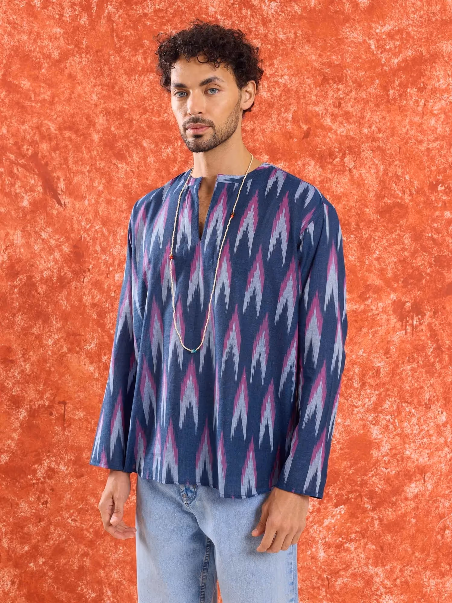 Blue Ikat Short Kurta image 4