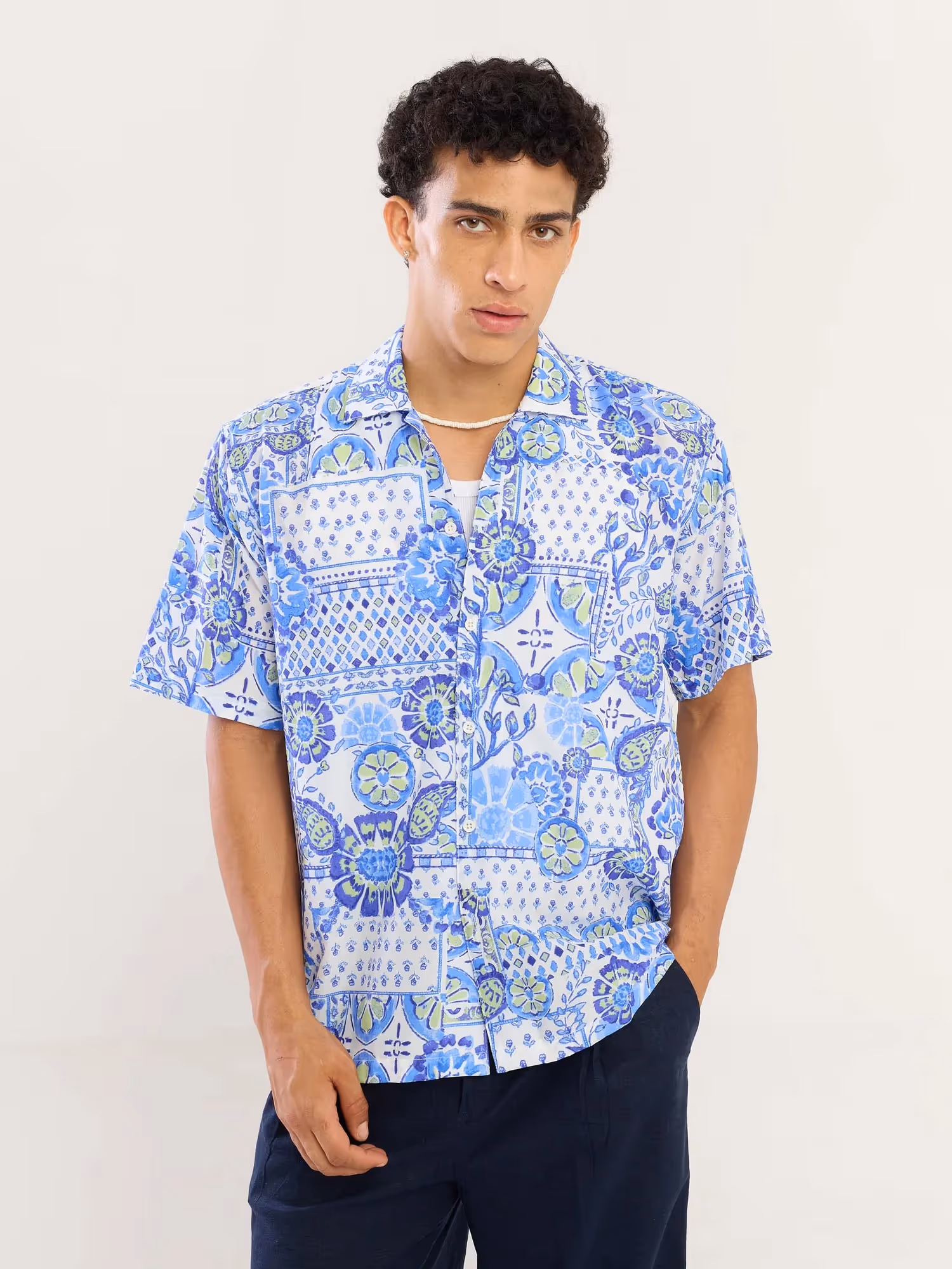 Blue Mosaic Printed Shirt image 2