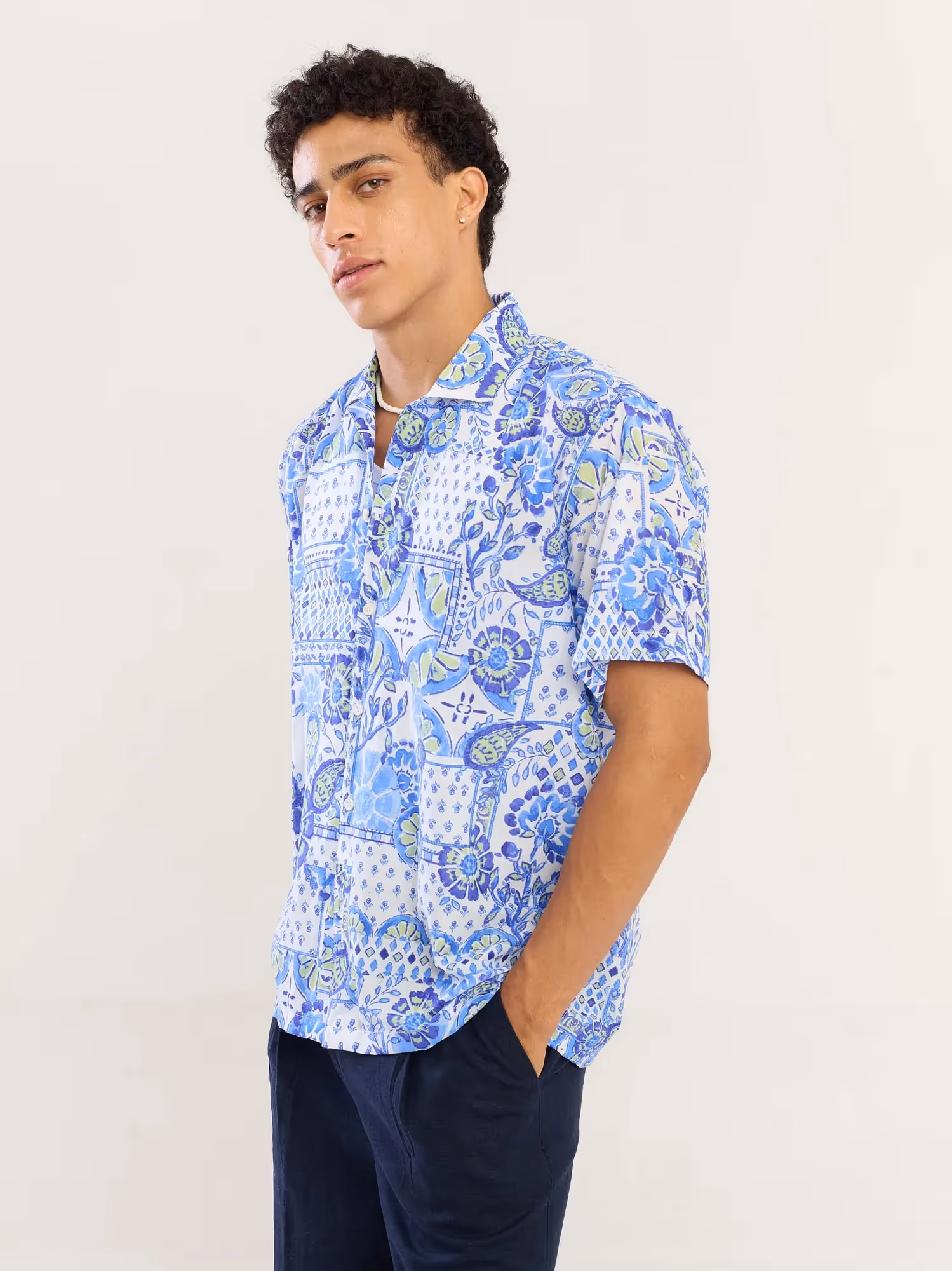 Blue Mosaic Printed Shirt image 3