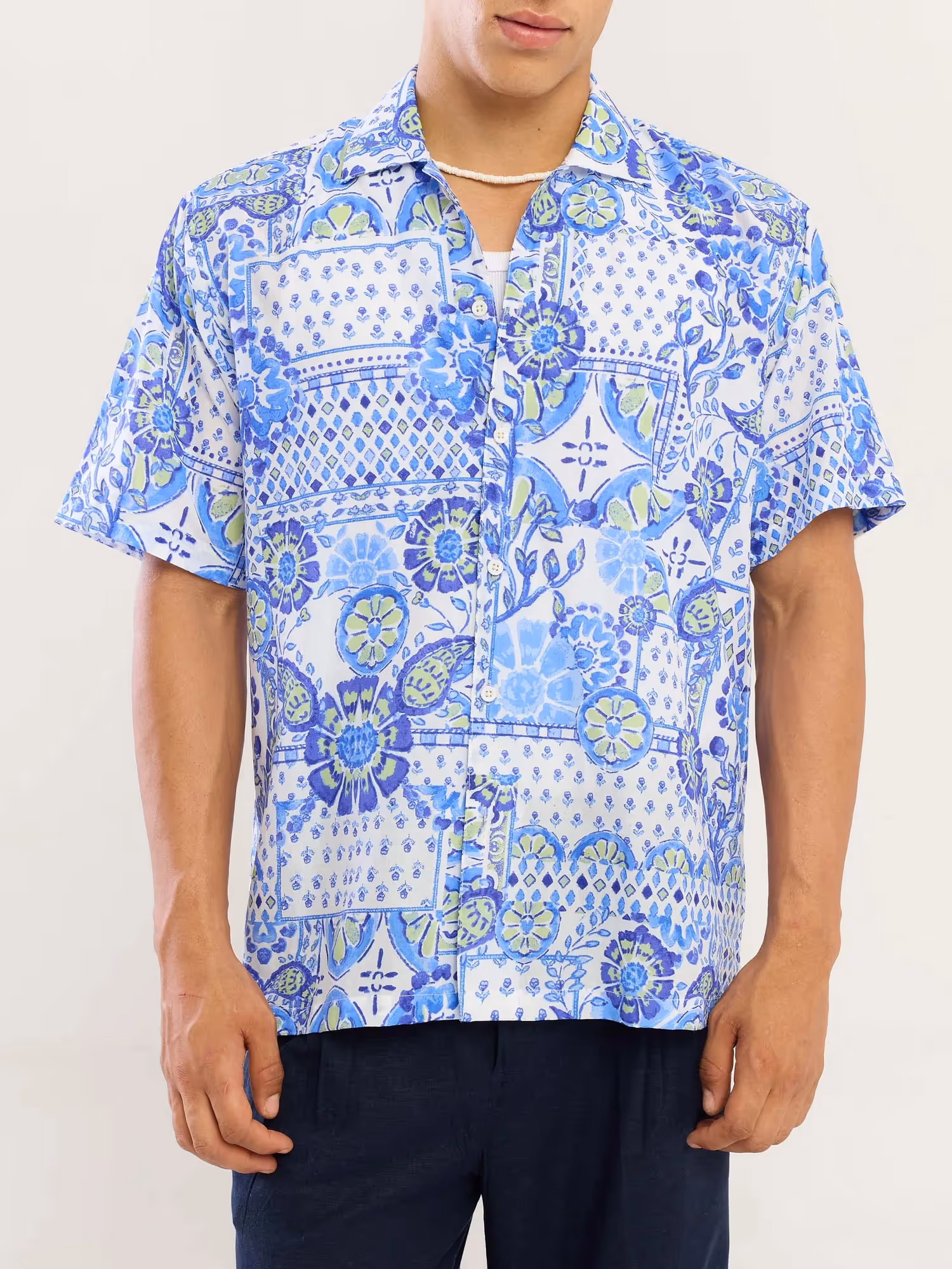 Blue Mosaic Printed Shirt image 4