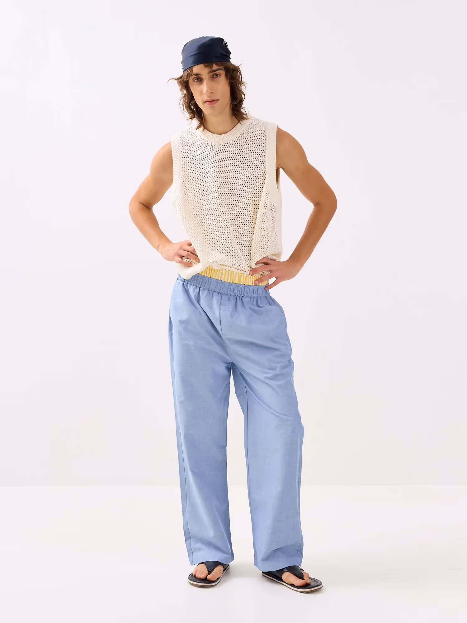 Blue Oxford Pull-on Pants image 1