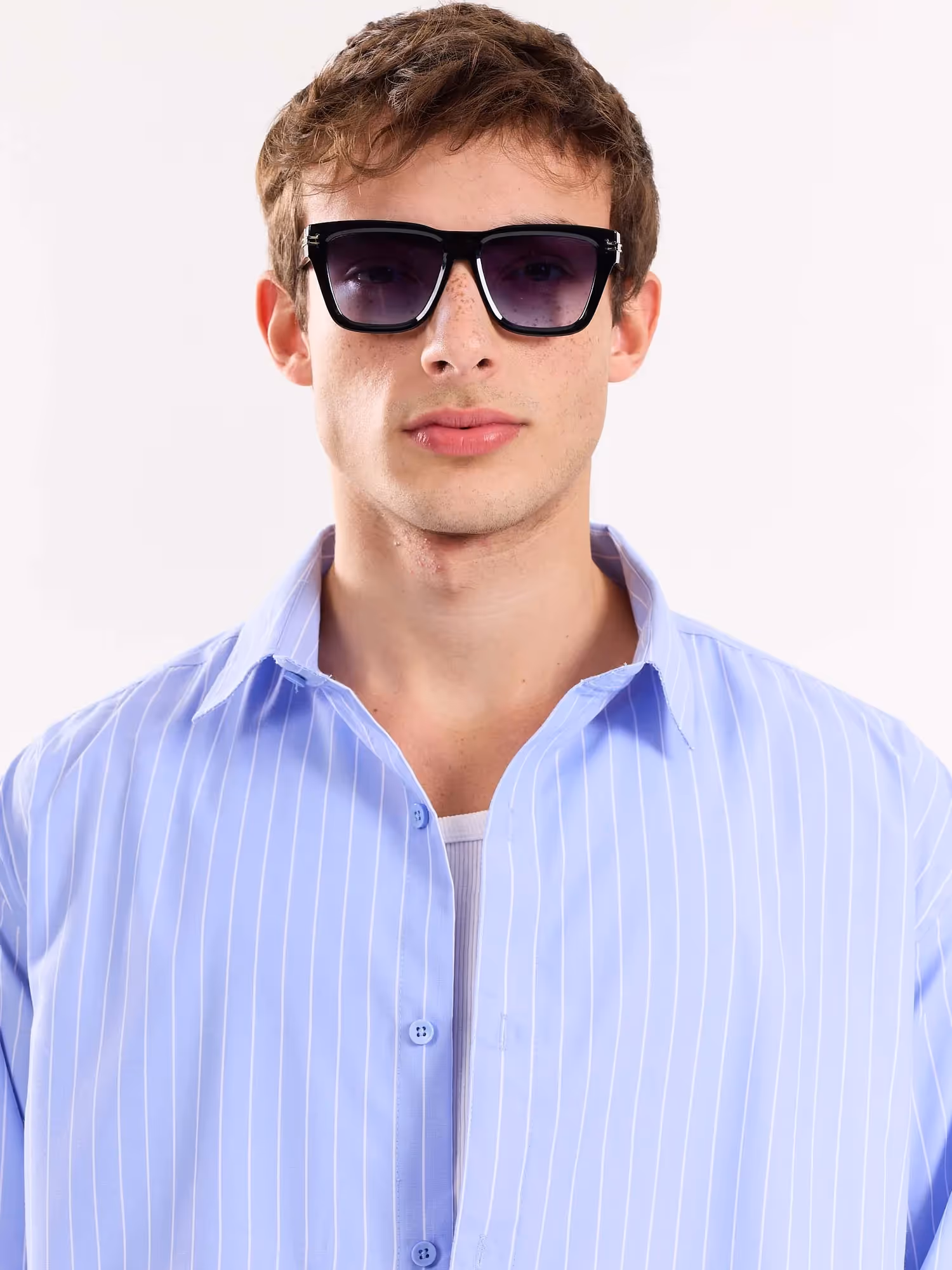 Blue Pinstripe Poplin Cropped Shirt image 5