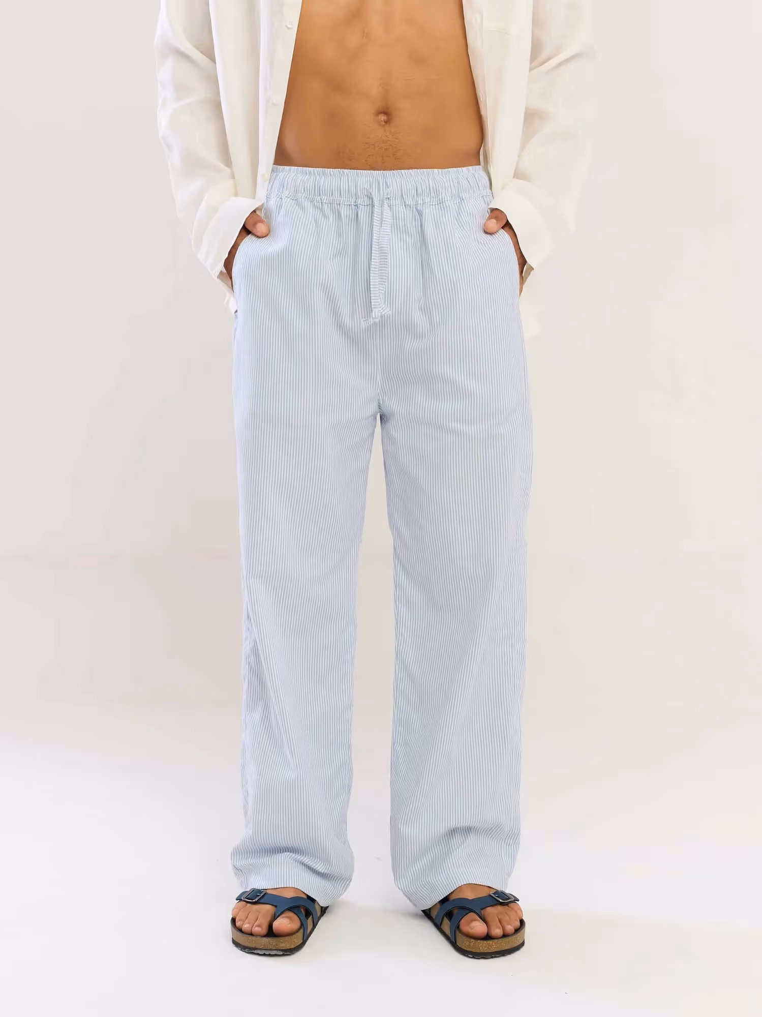 Blue Striped Cotton Pull-on Pants image 2