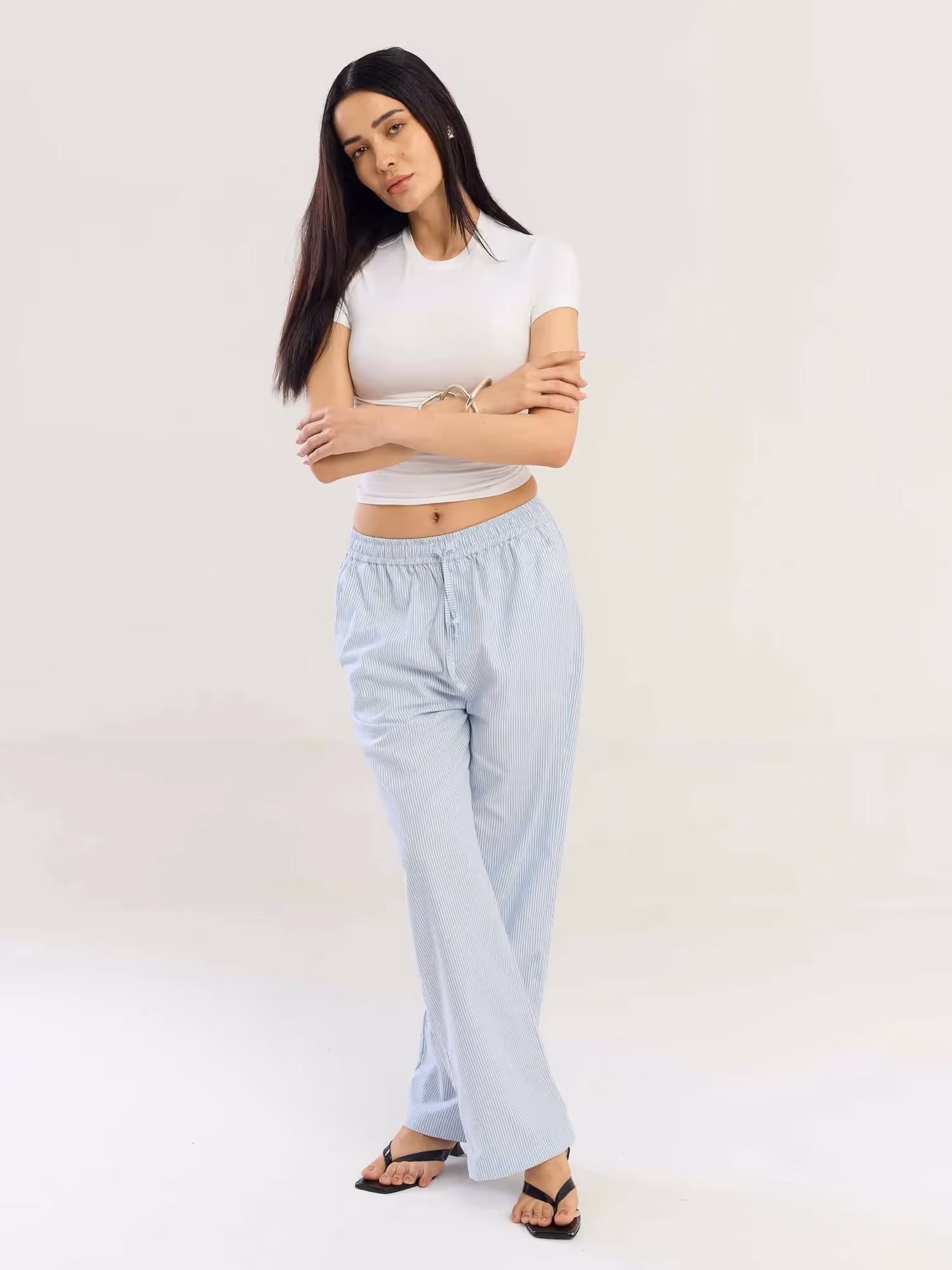 Blue Striped Cotton Pull-on Pants image 7