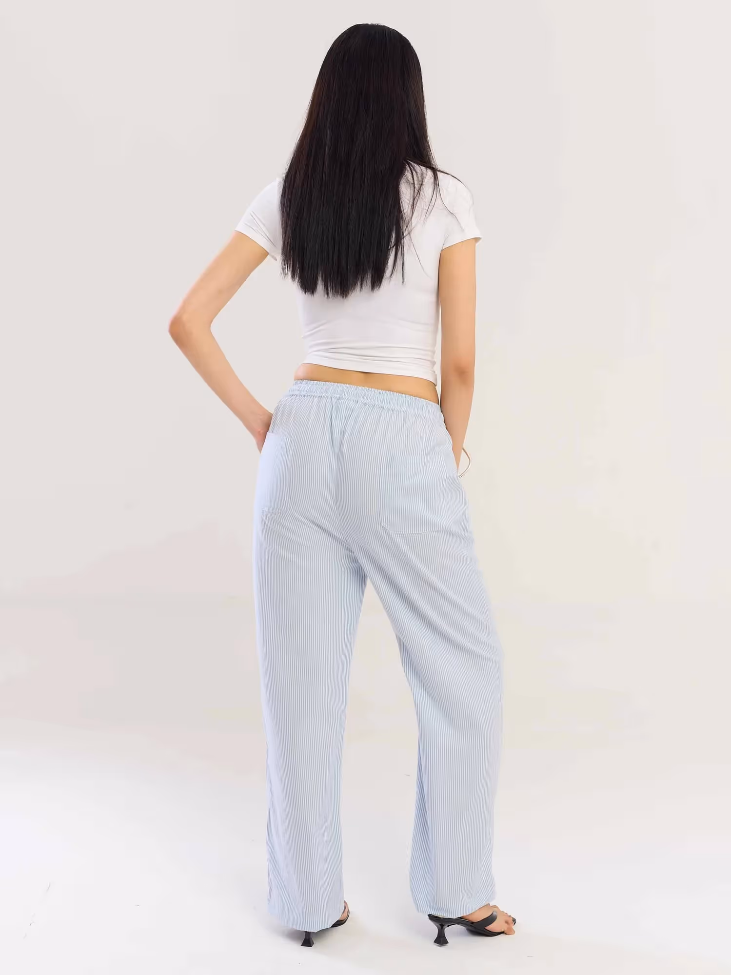 Blue Striped Cotton Pull-on Pants image 8
