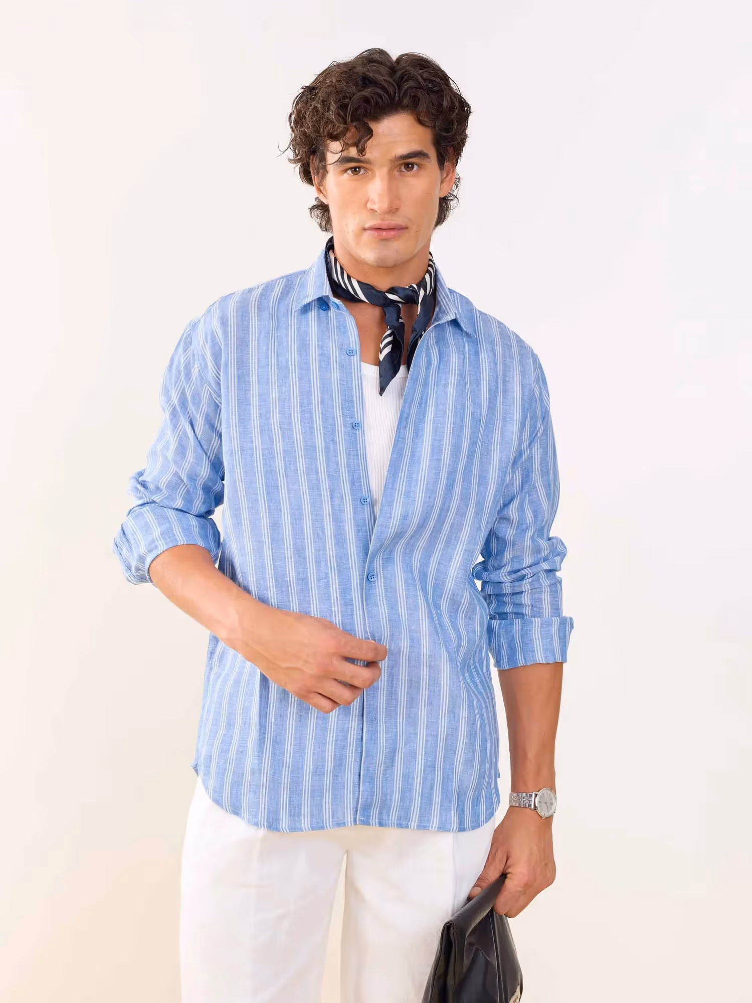 Blue Striped Irish Linen Shirt  image 1