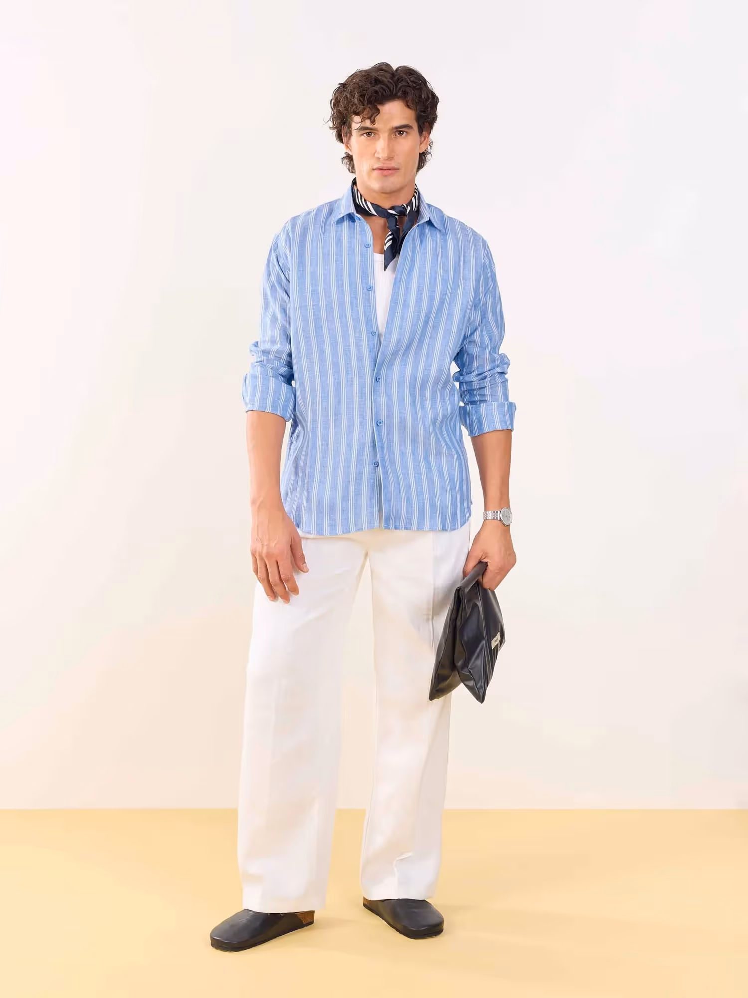 Blue Striped Irish Linen Shirt image 2