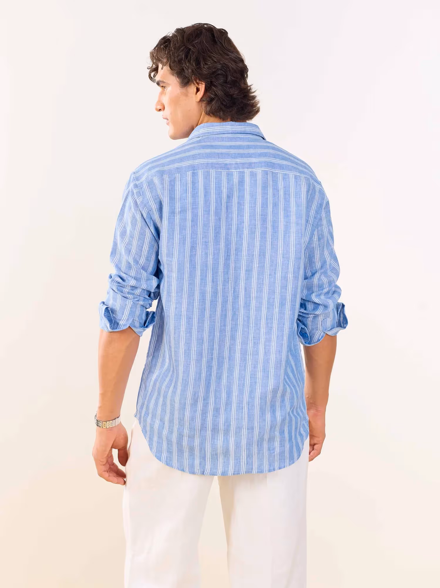 Blue Striped Irish Linen Shirt image 7