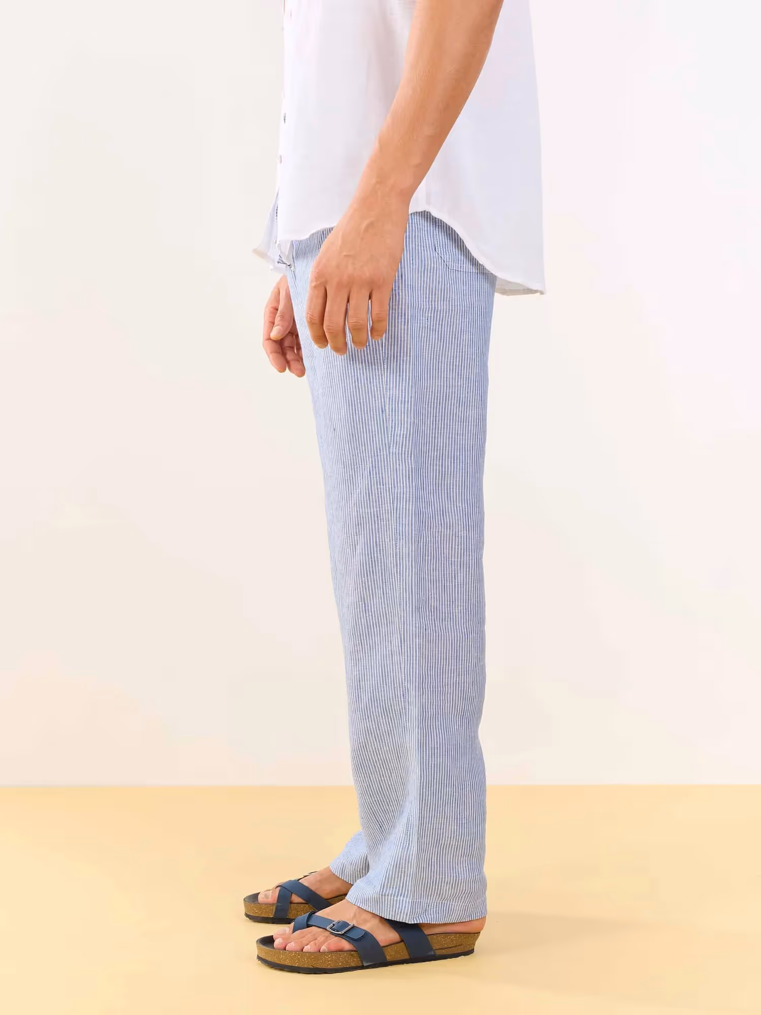 Blue Striped Linen Pull-on Pants image 5
