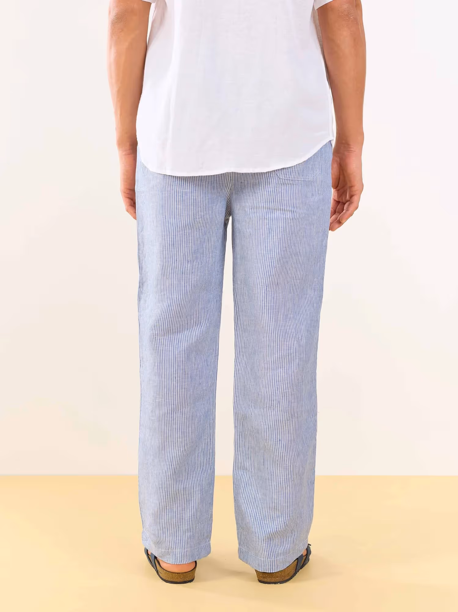 Blue Striped Linen Pull-on Pants image 6