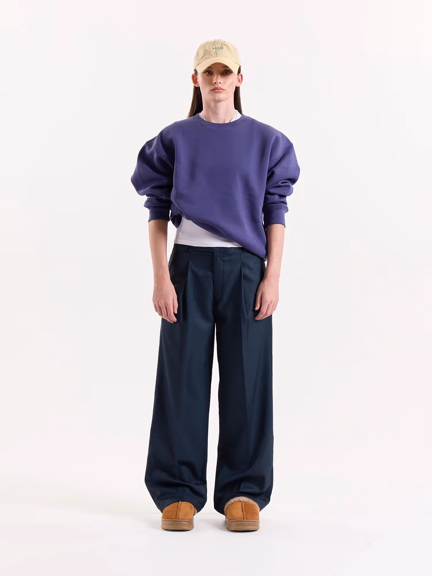 Blue Textured Baggy Fit Trousers image 3