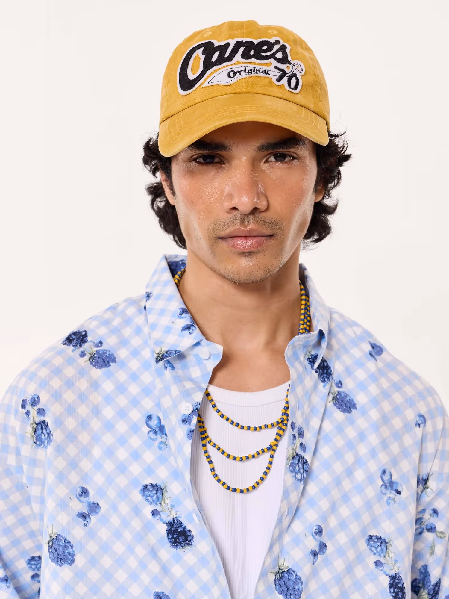 Blueberry Gingham Printed Cropped Shirt  image 7