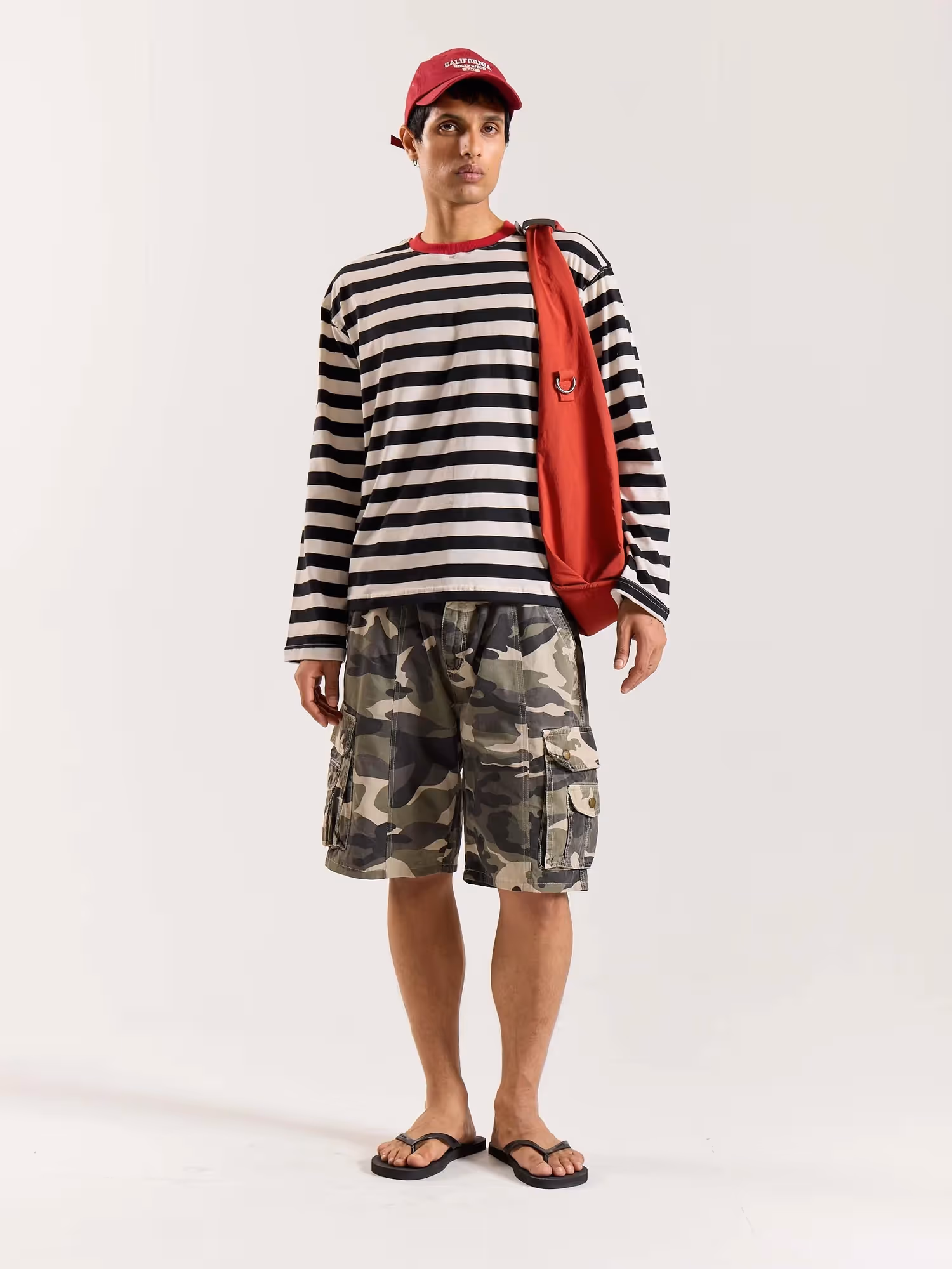 Bold Black and White Striped Loose Fit Cropped T-Shirt image 1