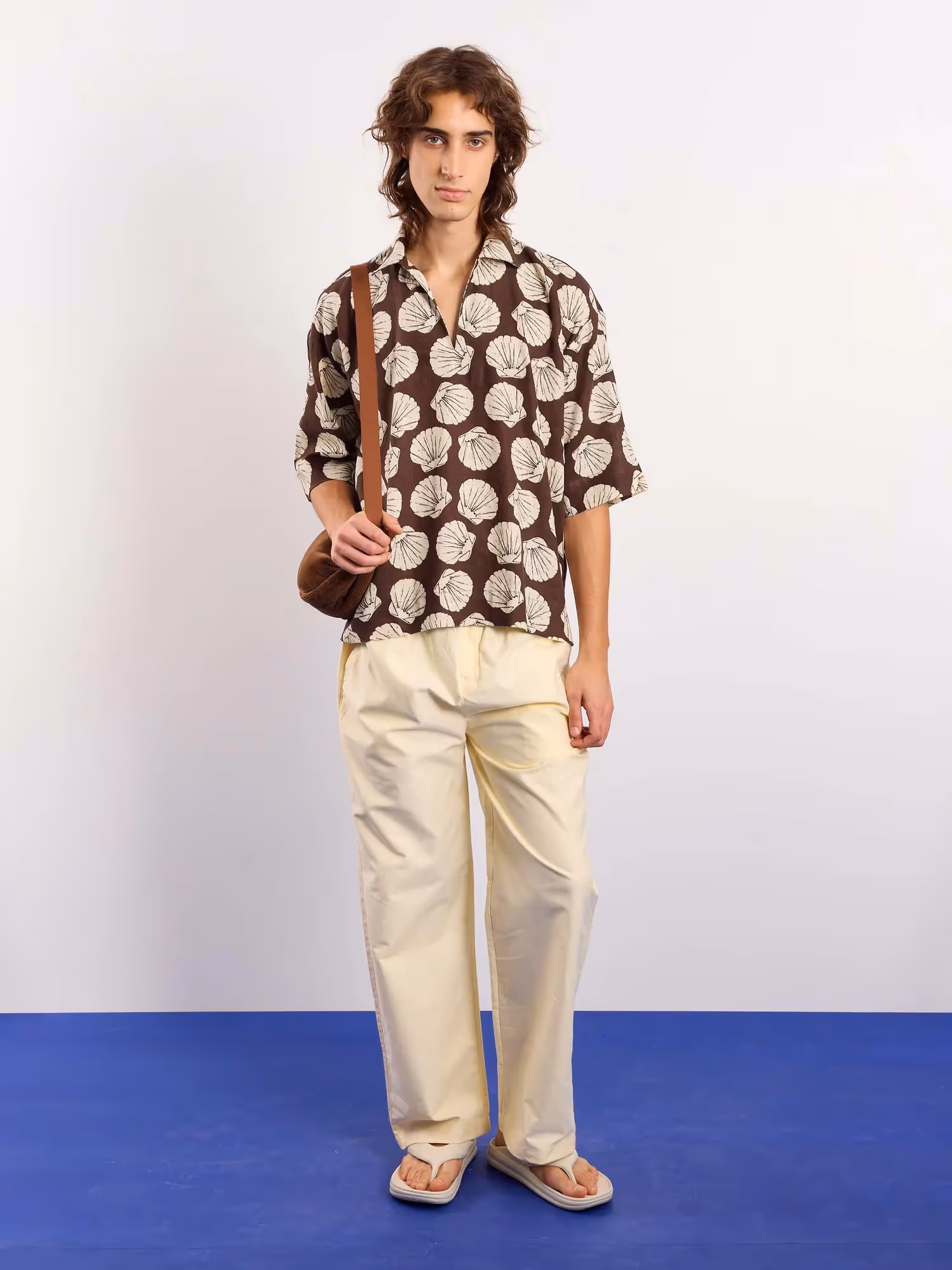 Brown & Cream Shells Printed Pullover image 1