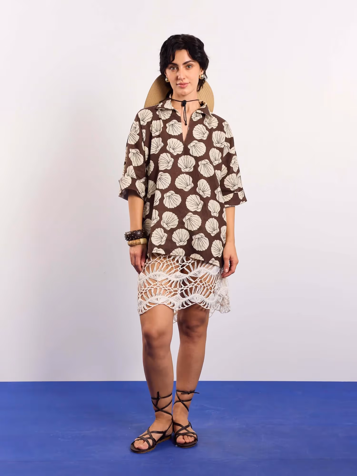 Brown & Cream Shells Printed Pullover image 2