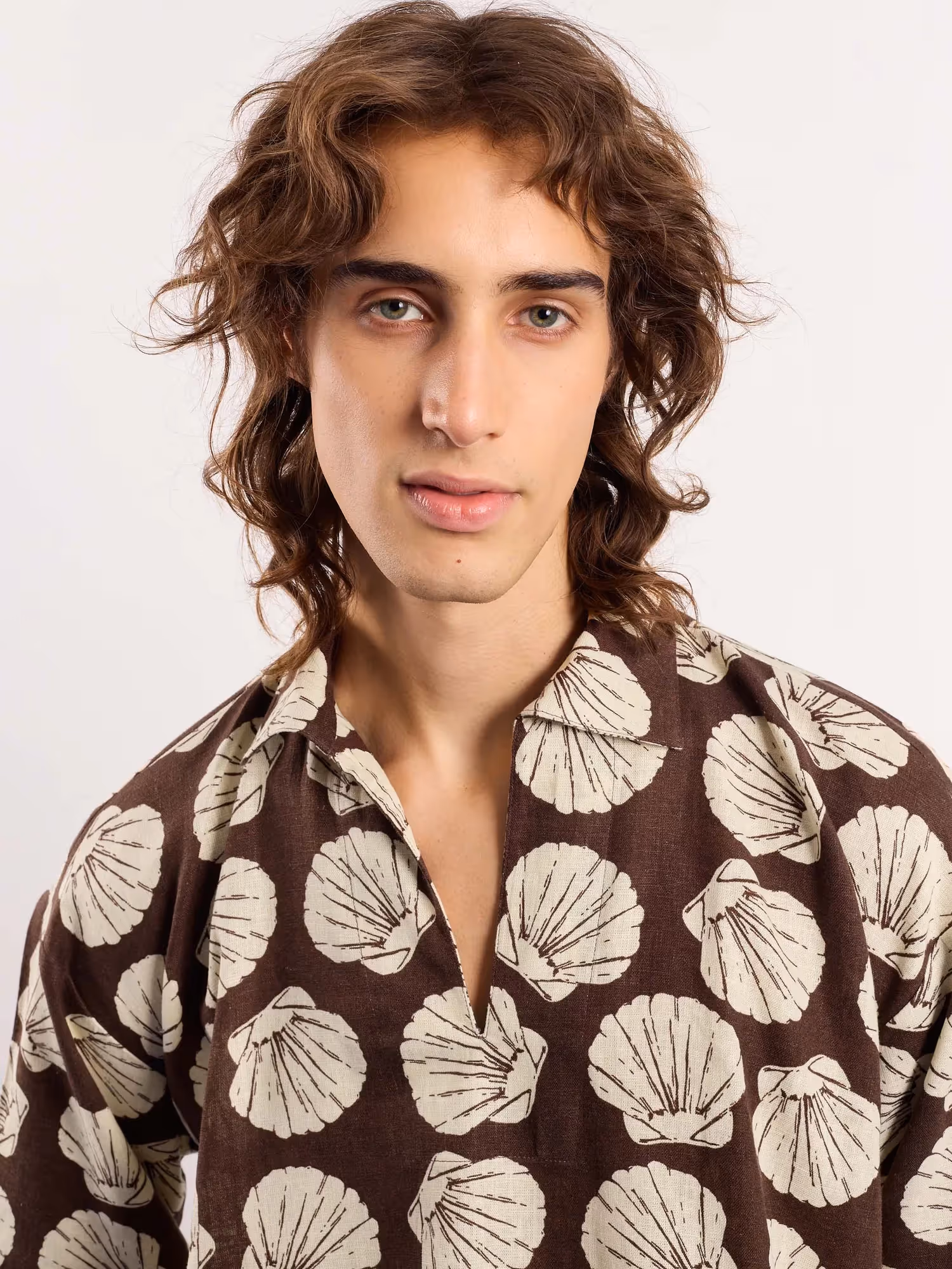 Brown & Cream Shells Printed Pullover image 6