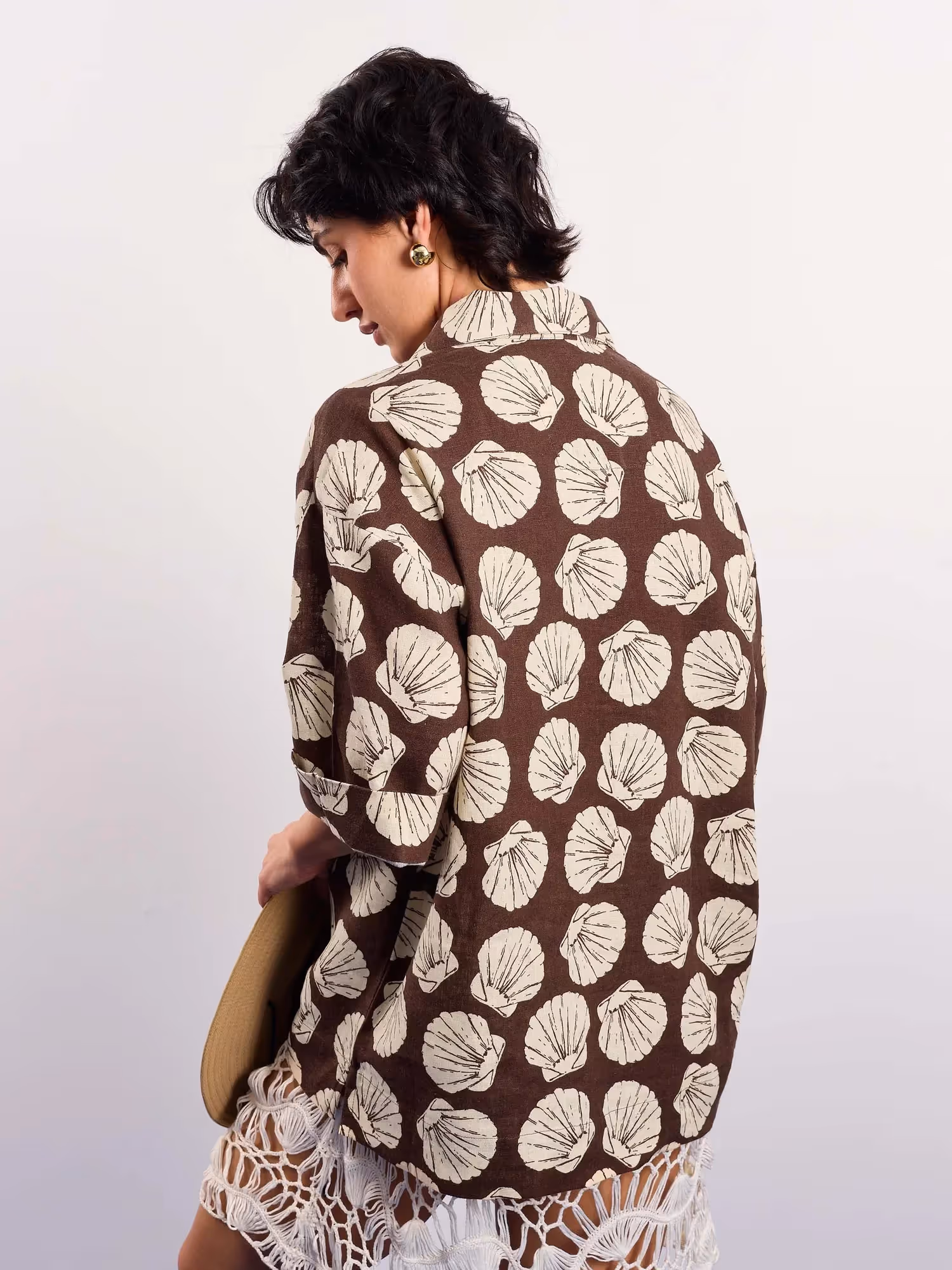 Brown & Cream Shells Printed Pullover image 8