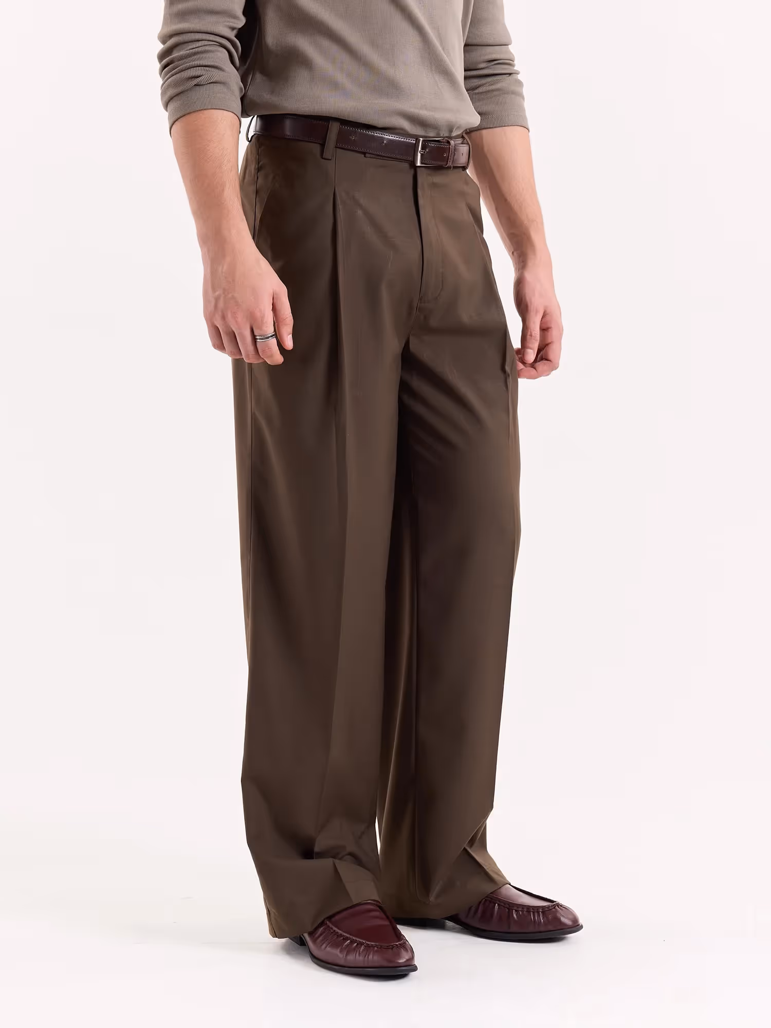 Brown Baggy Fit Trousers image 5