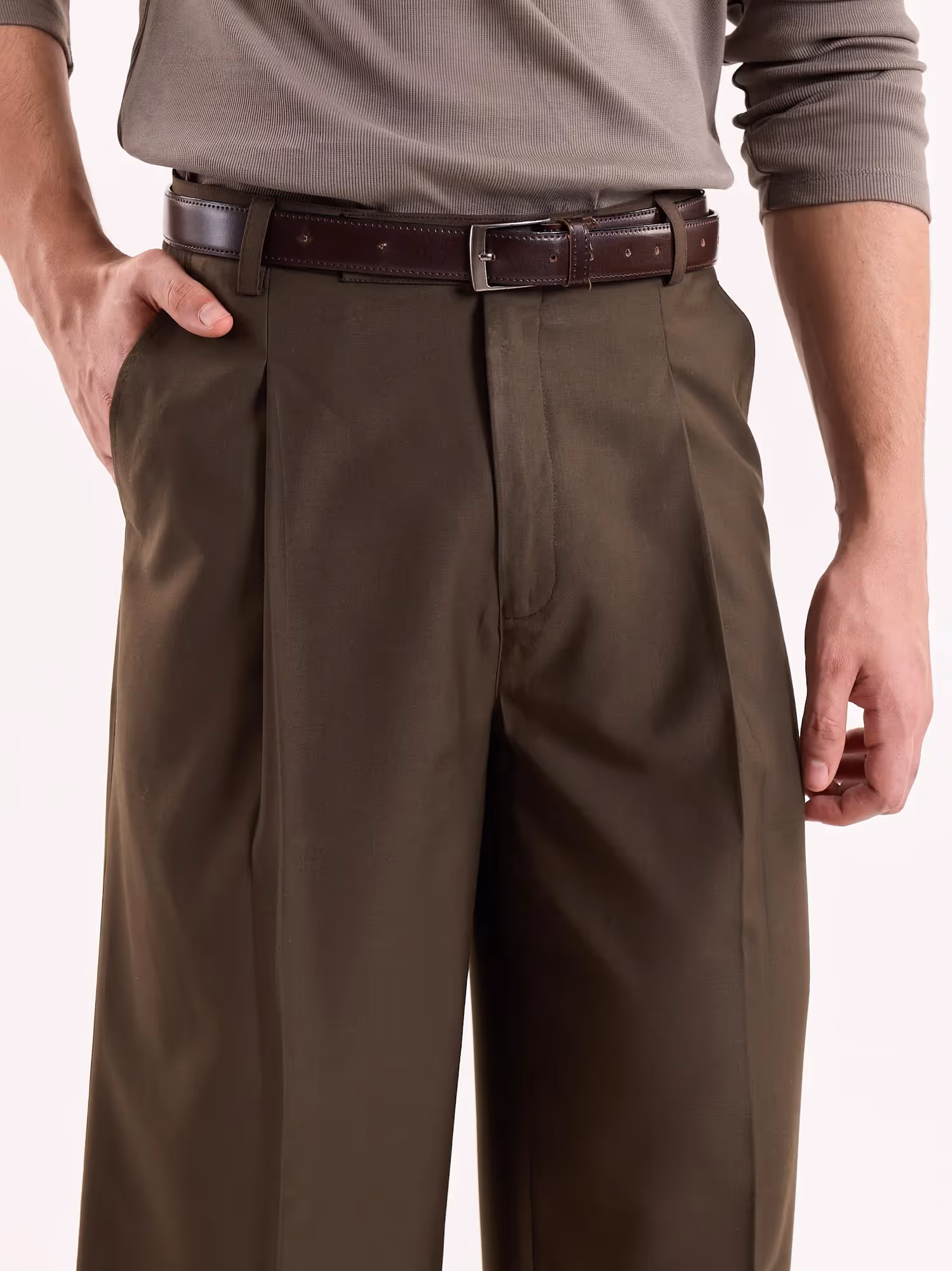 Brown Baggy Fit Trousers image 7