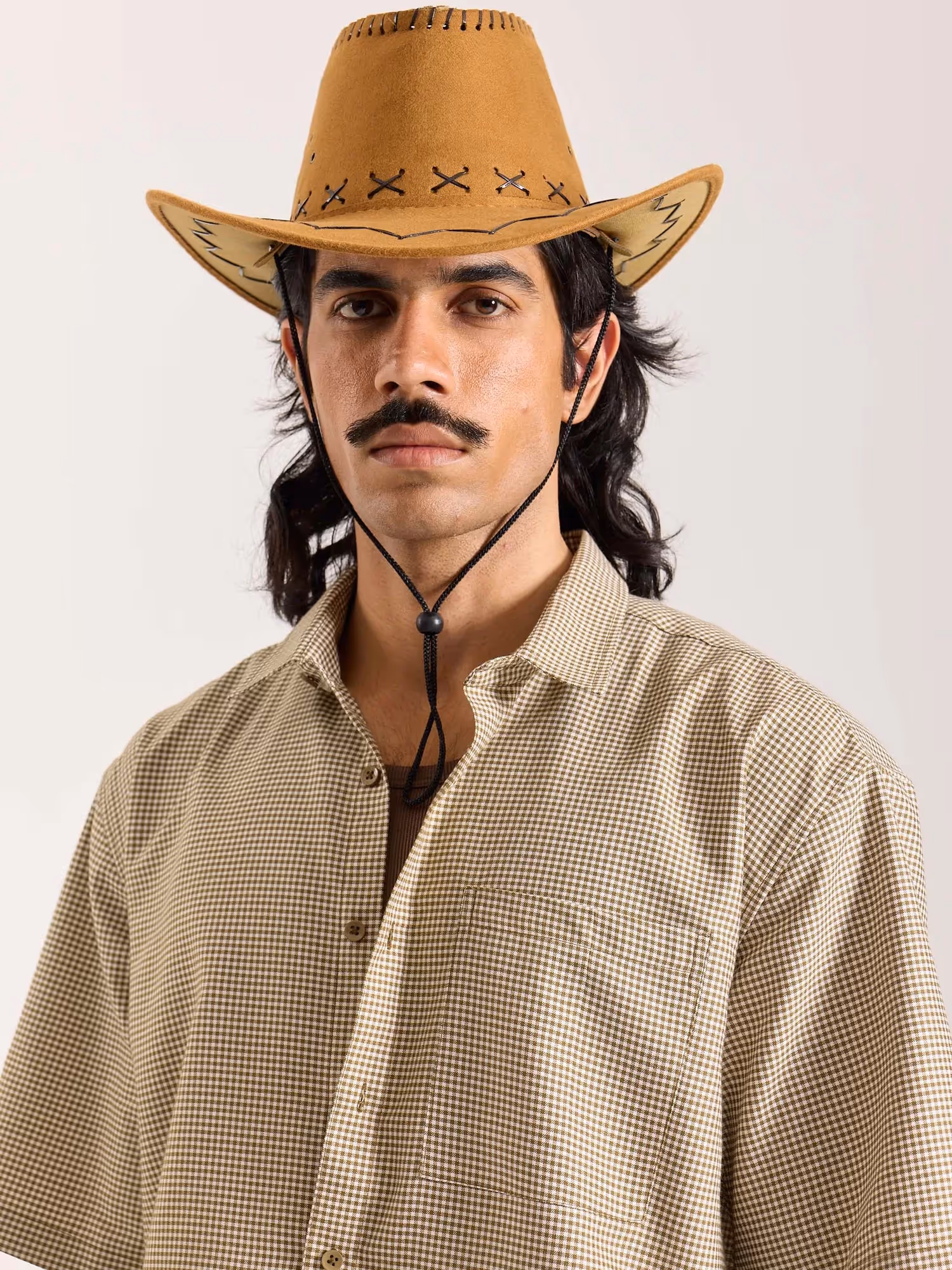 Brown Checkered Cropped Shirt image 5