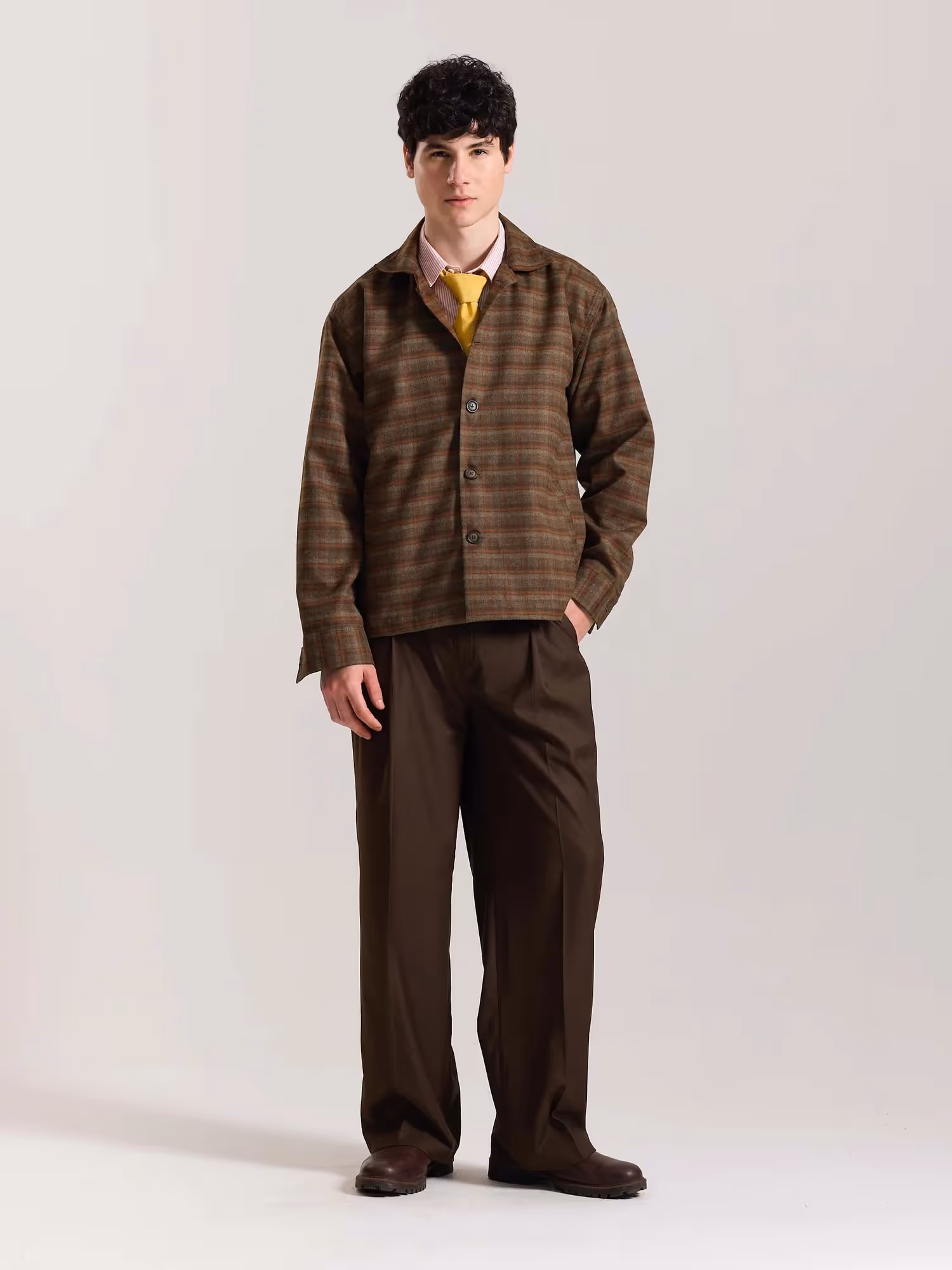 Brown Checkered Tweed Shacket image 1