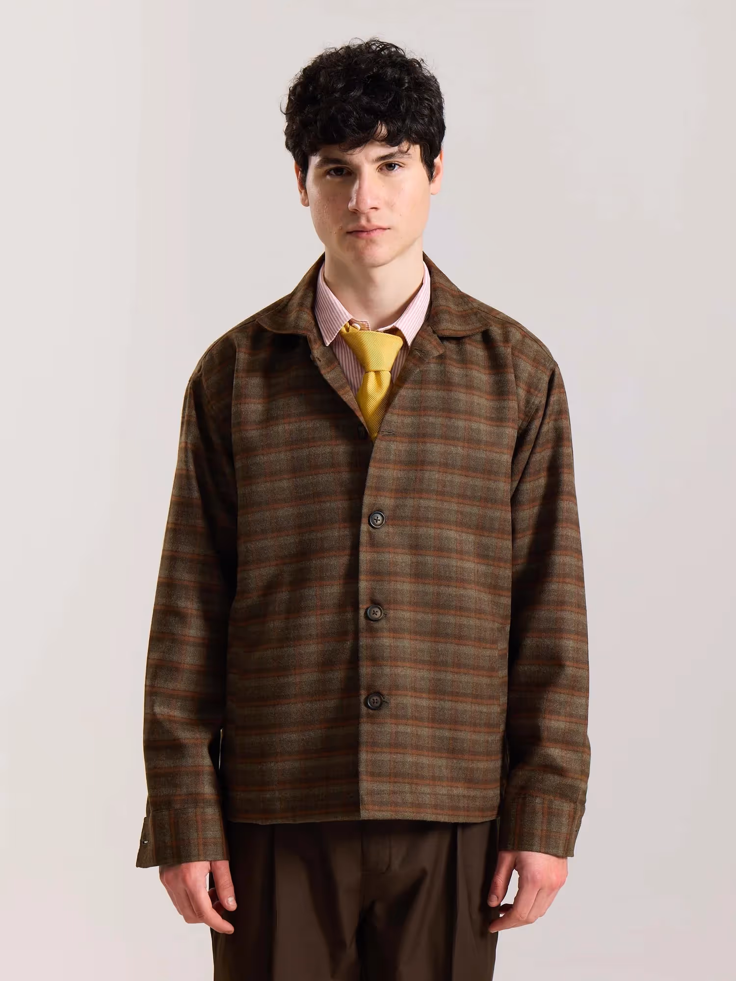 Brown Checkered Tweed Shacket image 3