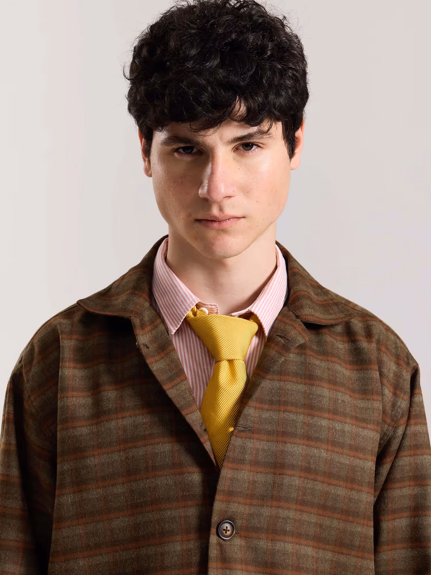 Brown Checkered Tweed Shacket image 5