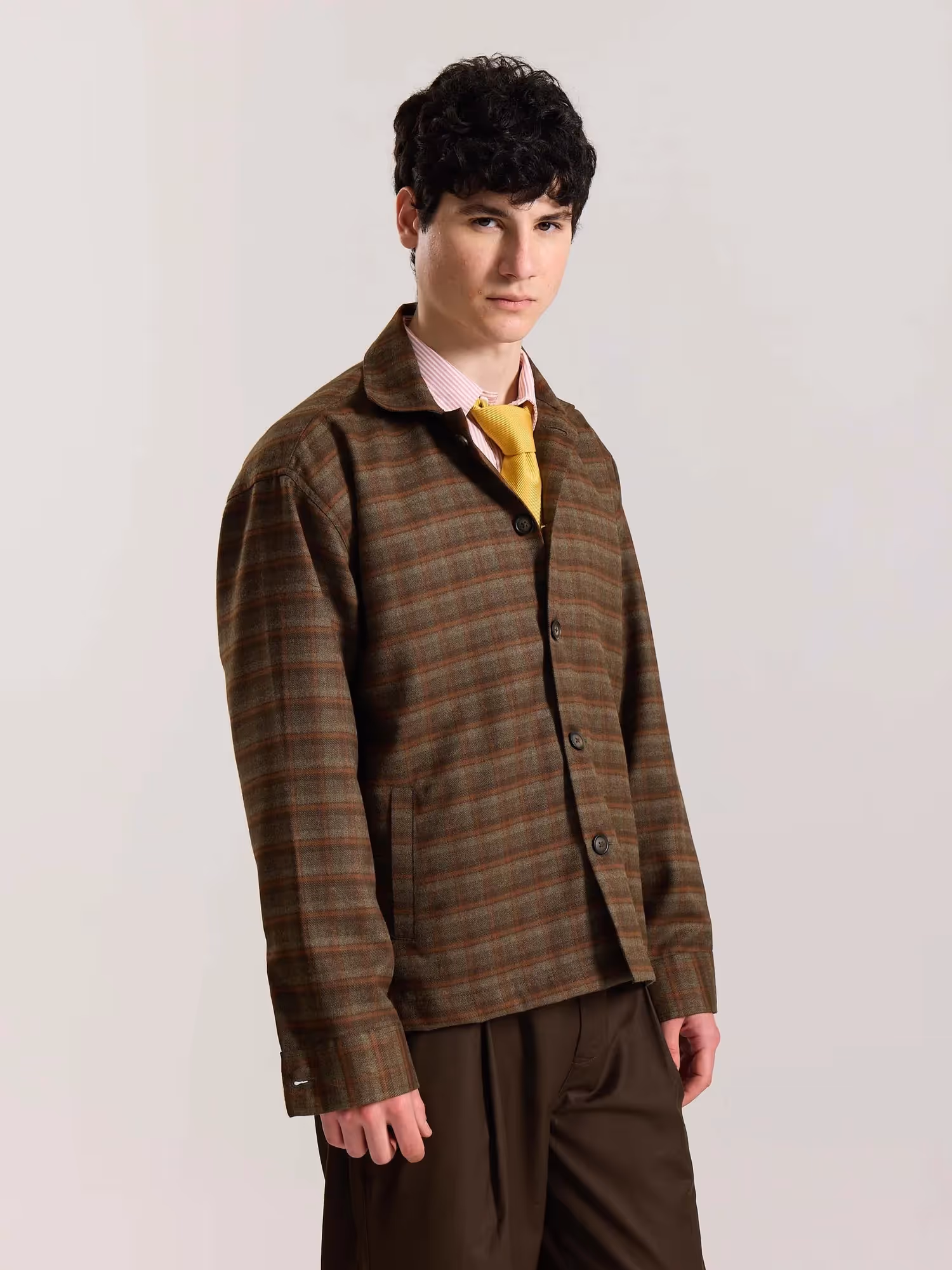 Brown Checkered Tweed Shacket image 6