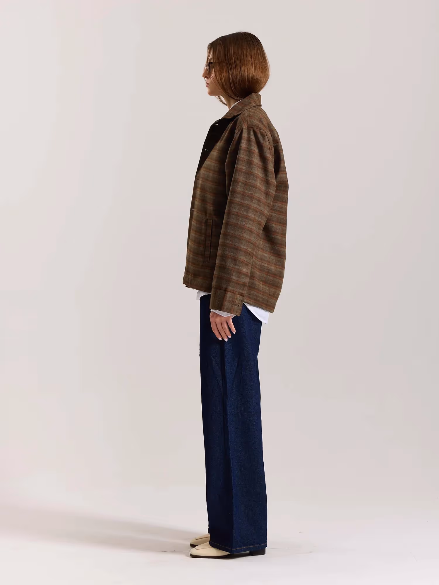 Brown Checkered Tweed Shacket image 7