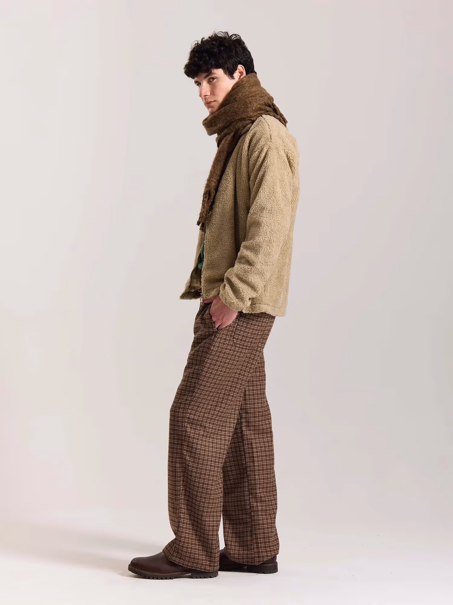 Brown Checkered Woolen Pants image 6