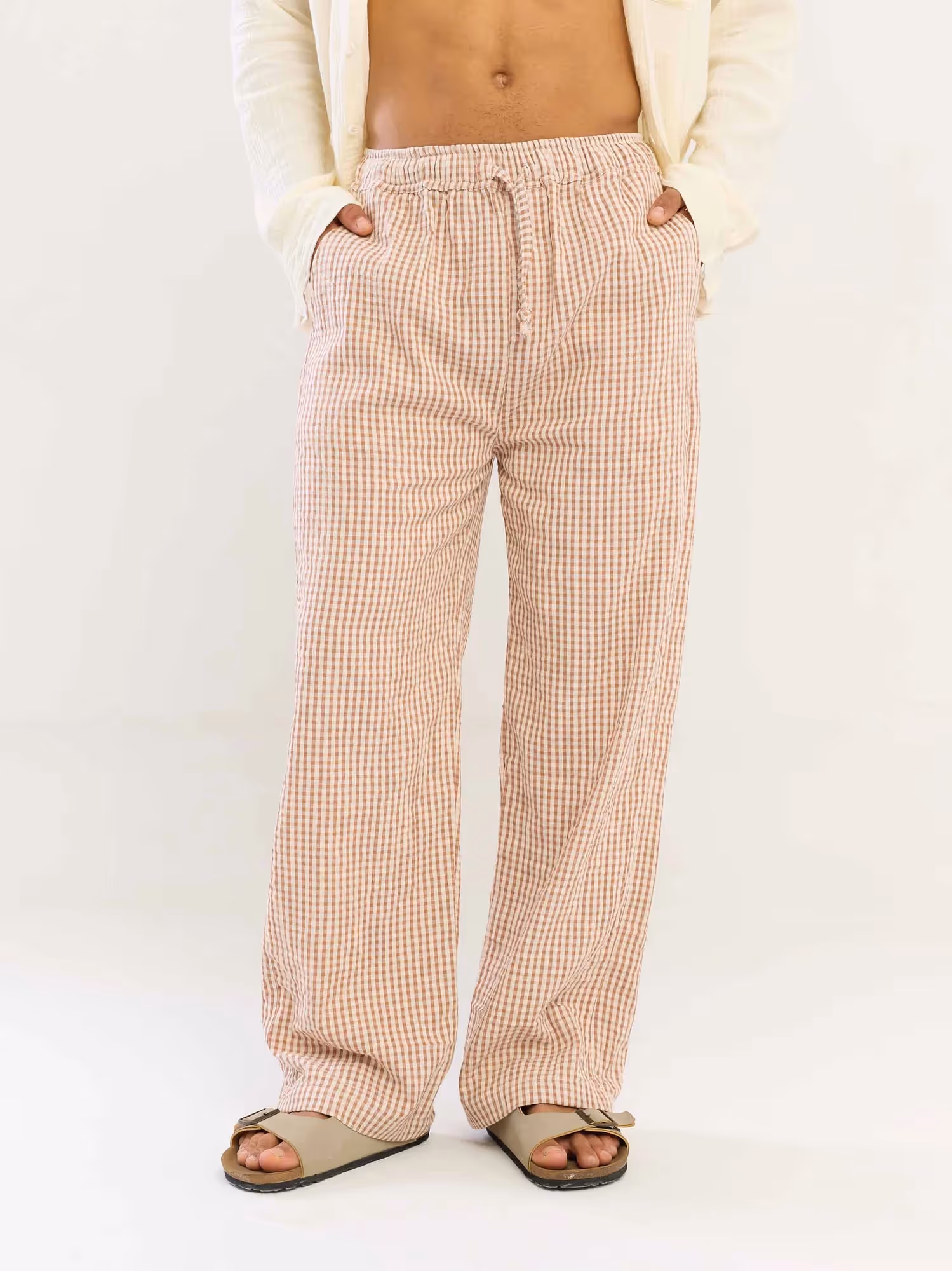 Brown Gingham Gauze Pull-on Pants image 2
