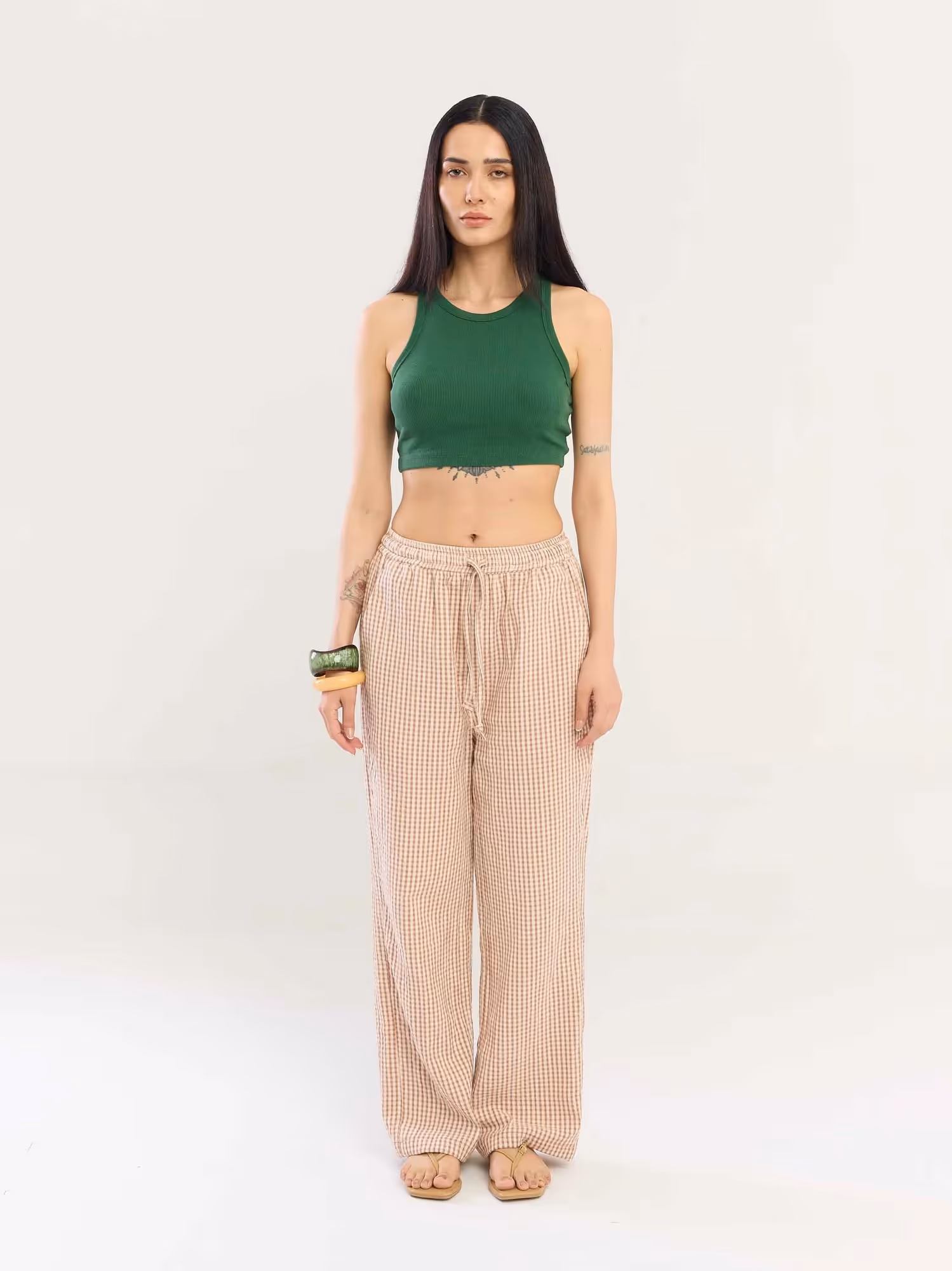Brown Gingham Gauze Pull-on Pants image 3