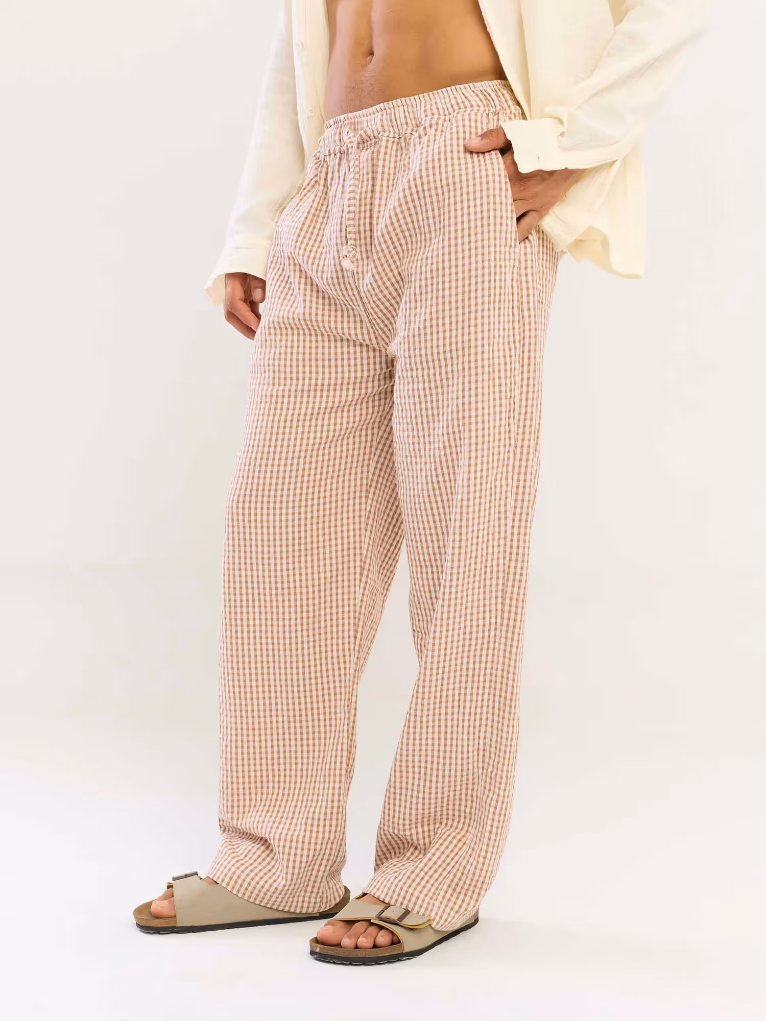 Brown Gingham Gauze Pull-on Pants image 6