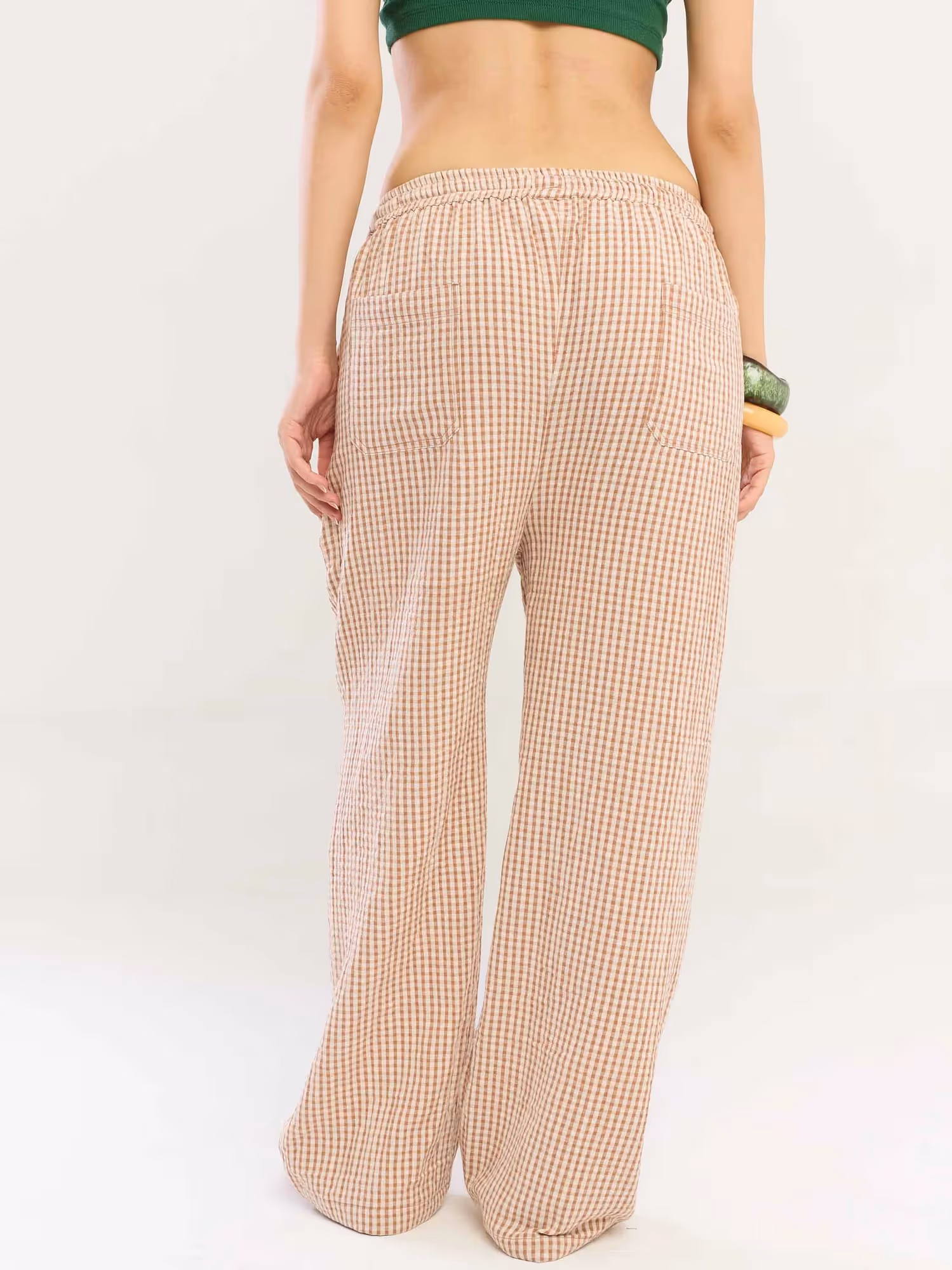 Brown Gingham Gauze Pull-on Pants image 8
