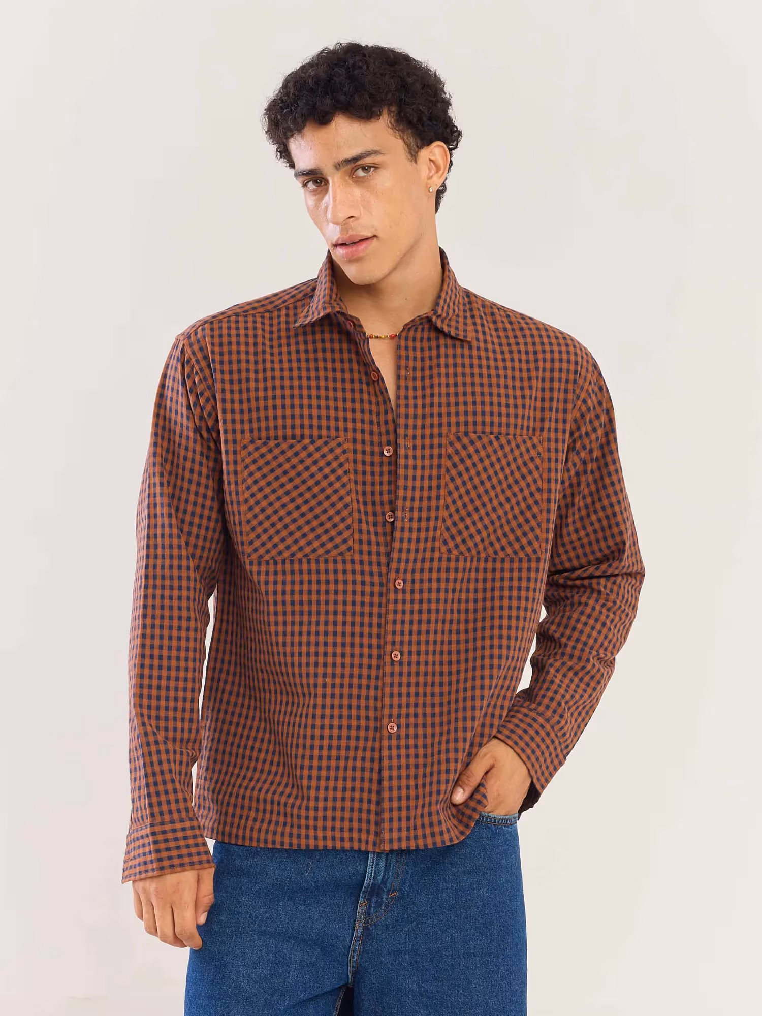 Brown Gingham Seersucker Shirt image 1