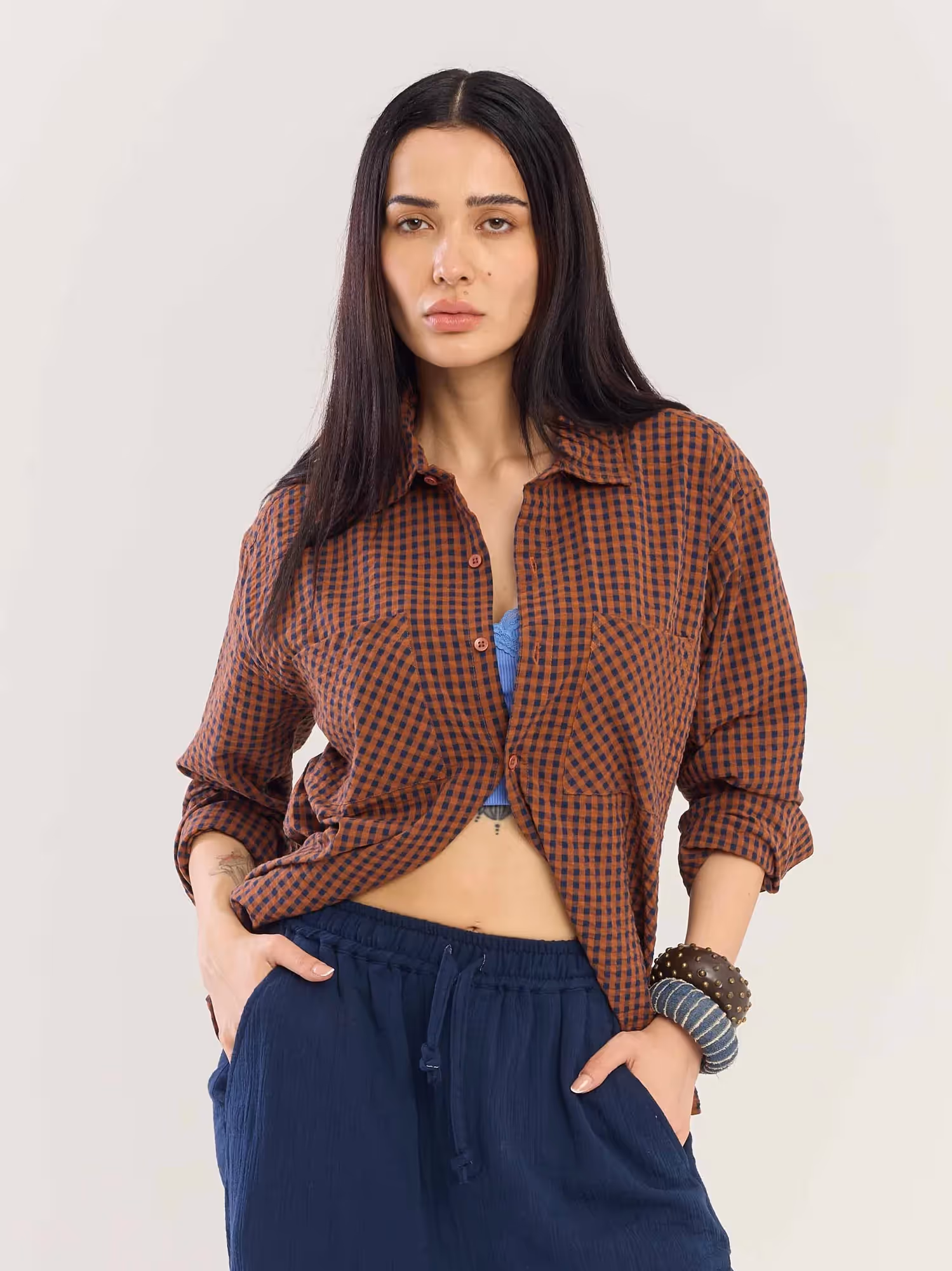 Brown Gingham Seersucker Shirt image 3
