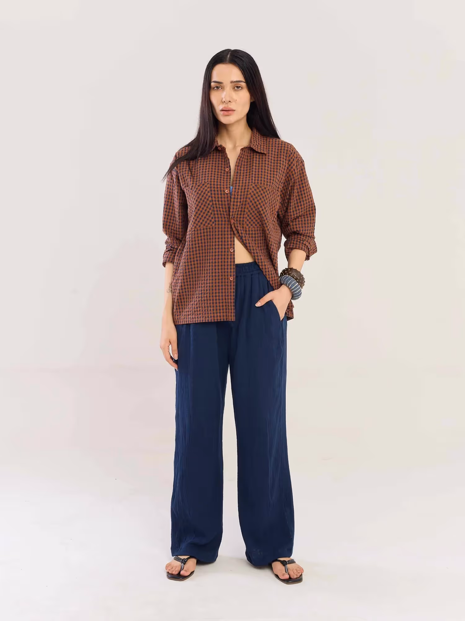 Brown Gingham Seersucker Shirt image 4