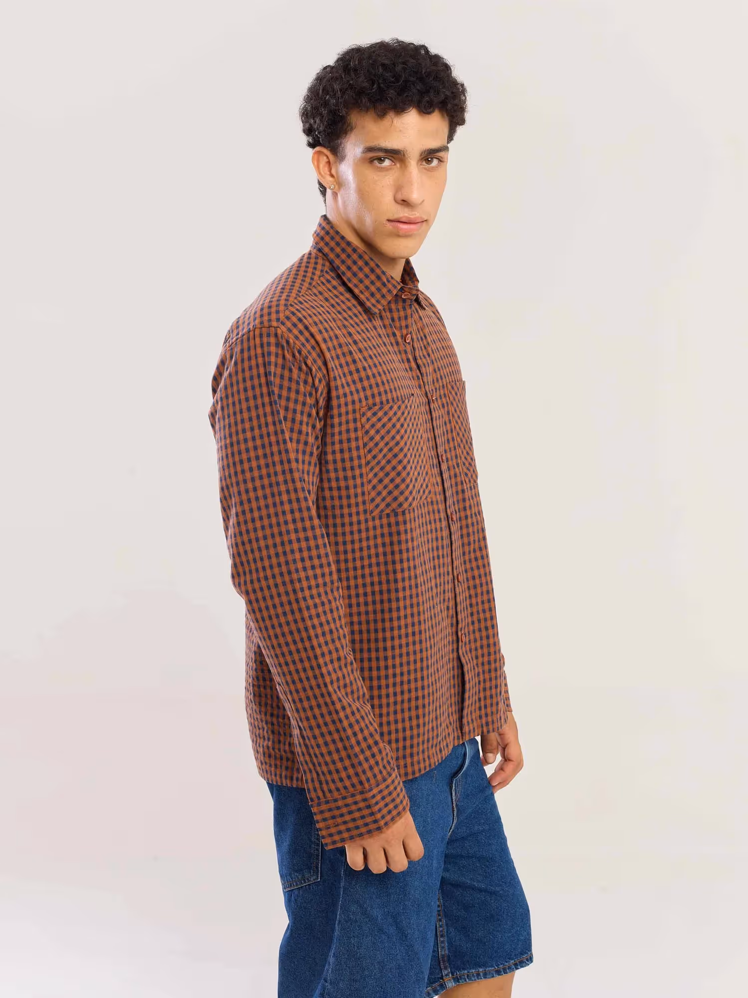 Brown Gingham Seersucker Shirt image 5