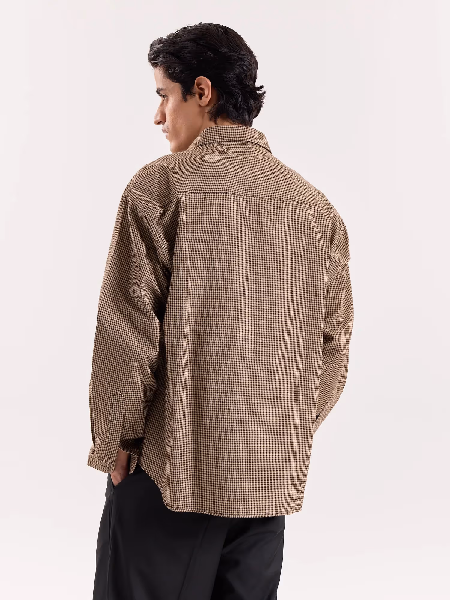 Brown Houndstooth Cropped Shirt  image 8