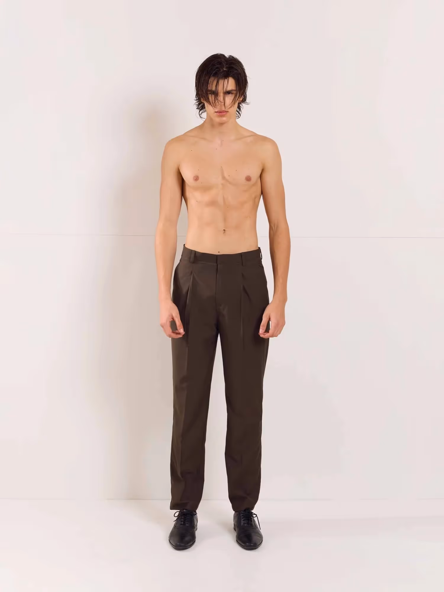 Brown Straight Fit Trousers image 1