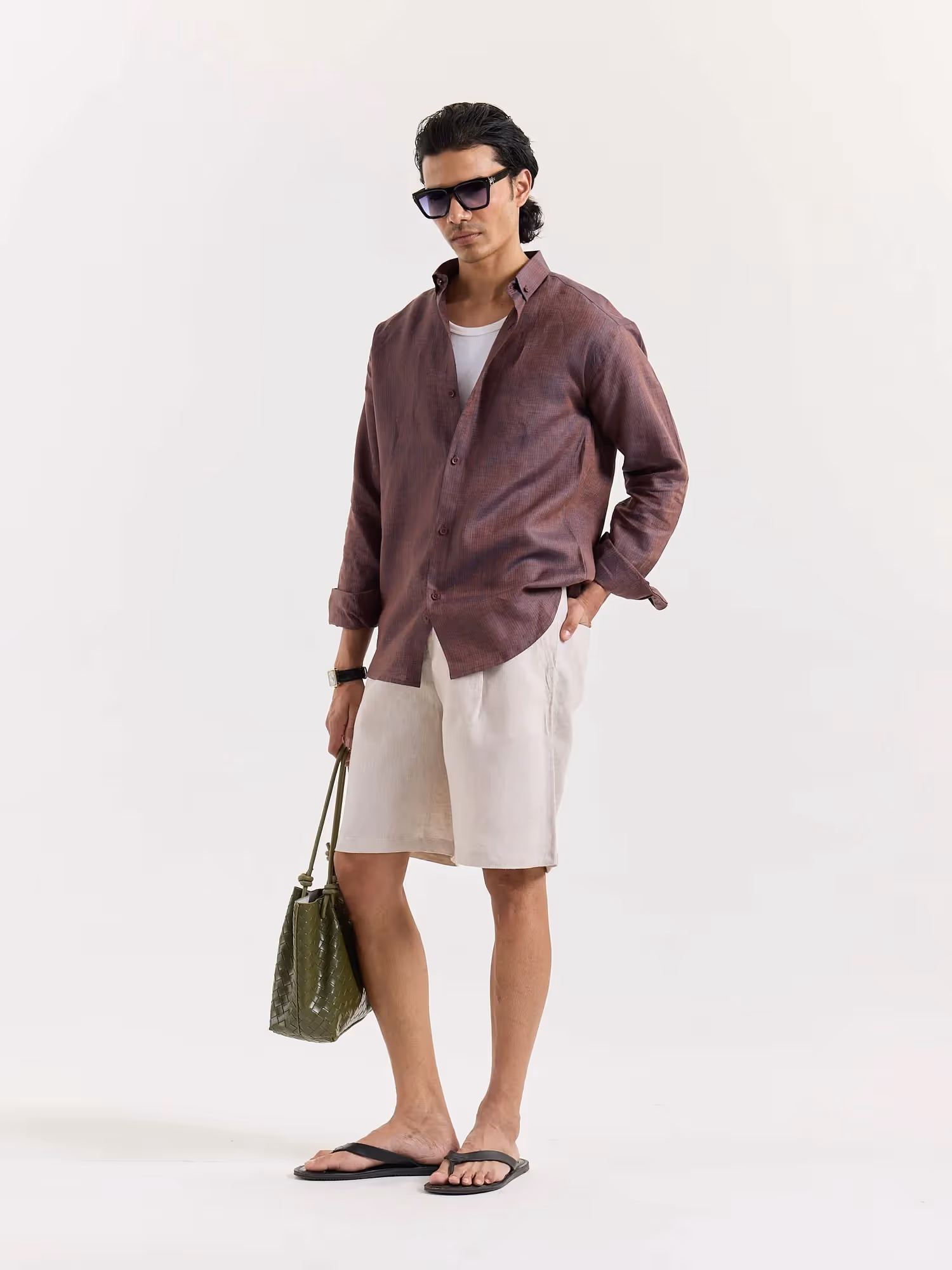 Brown Striped Irish Linen Shirt  image 3