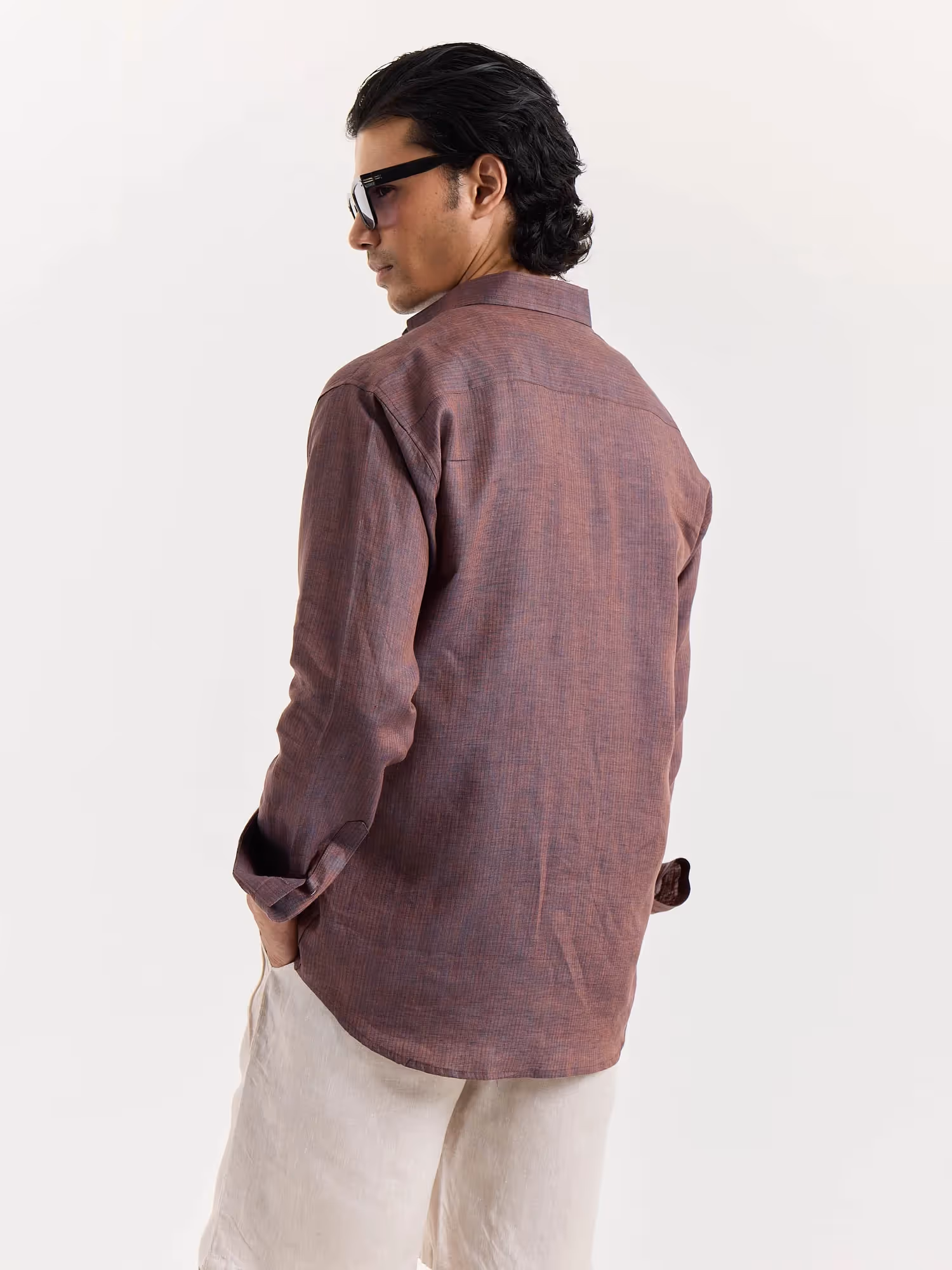 Brown Striped Irish Linen Shirt  image 6