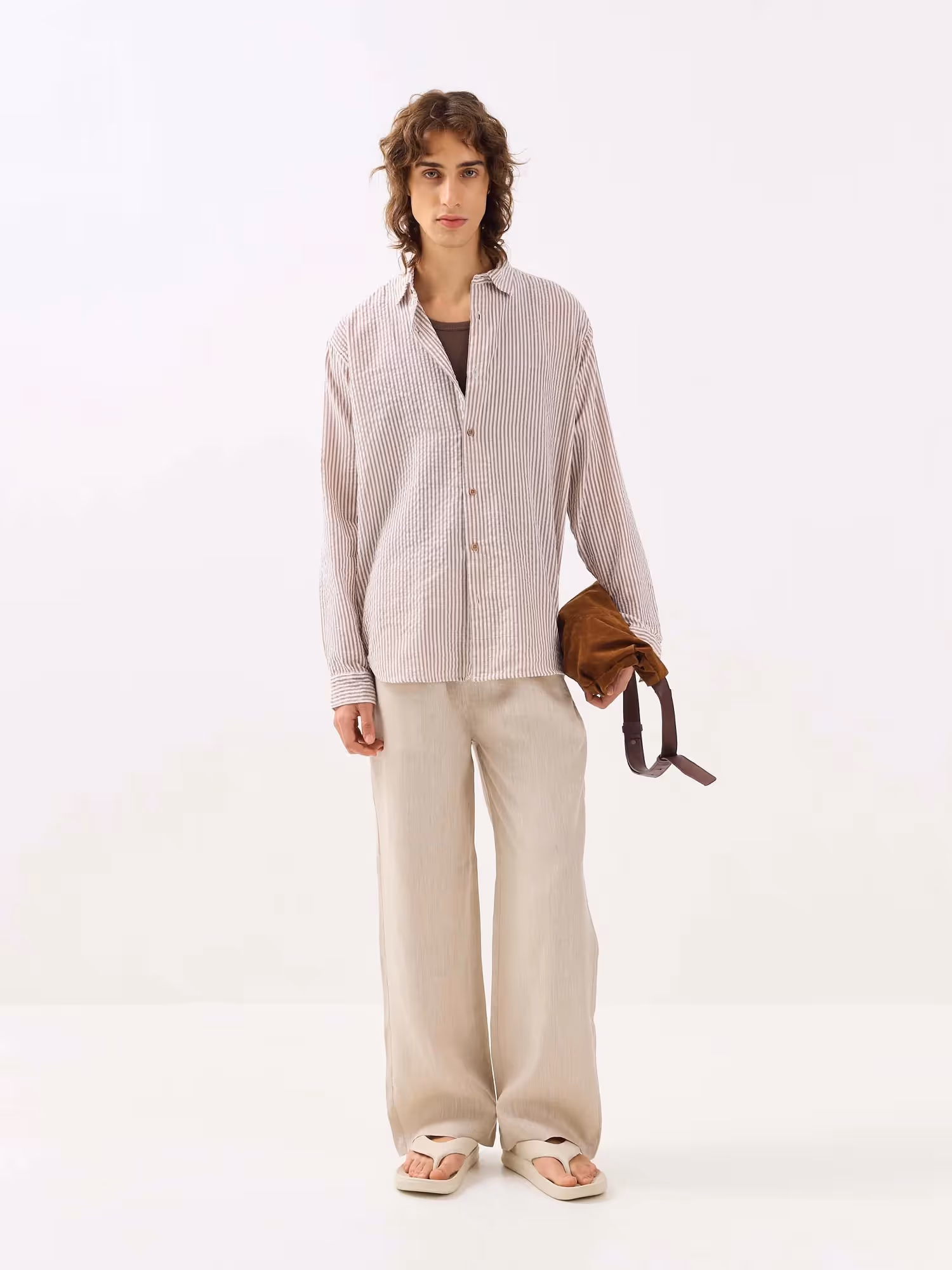 Brown Striped Seersucker Shirt  image 1