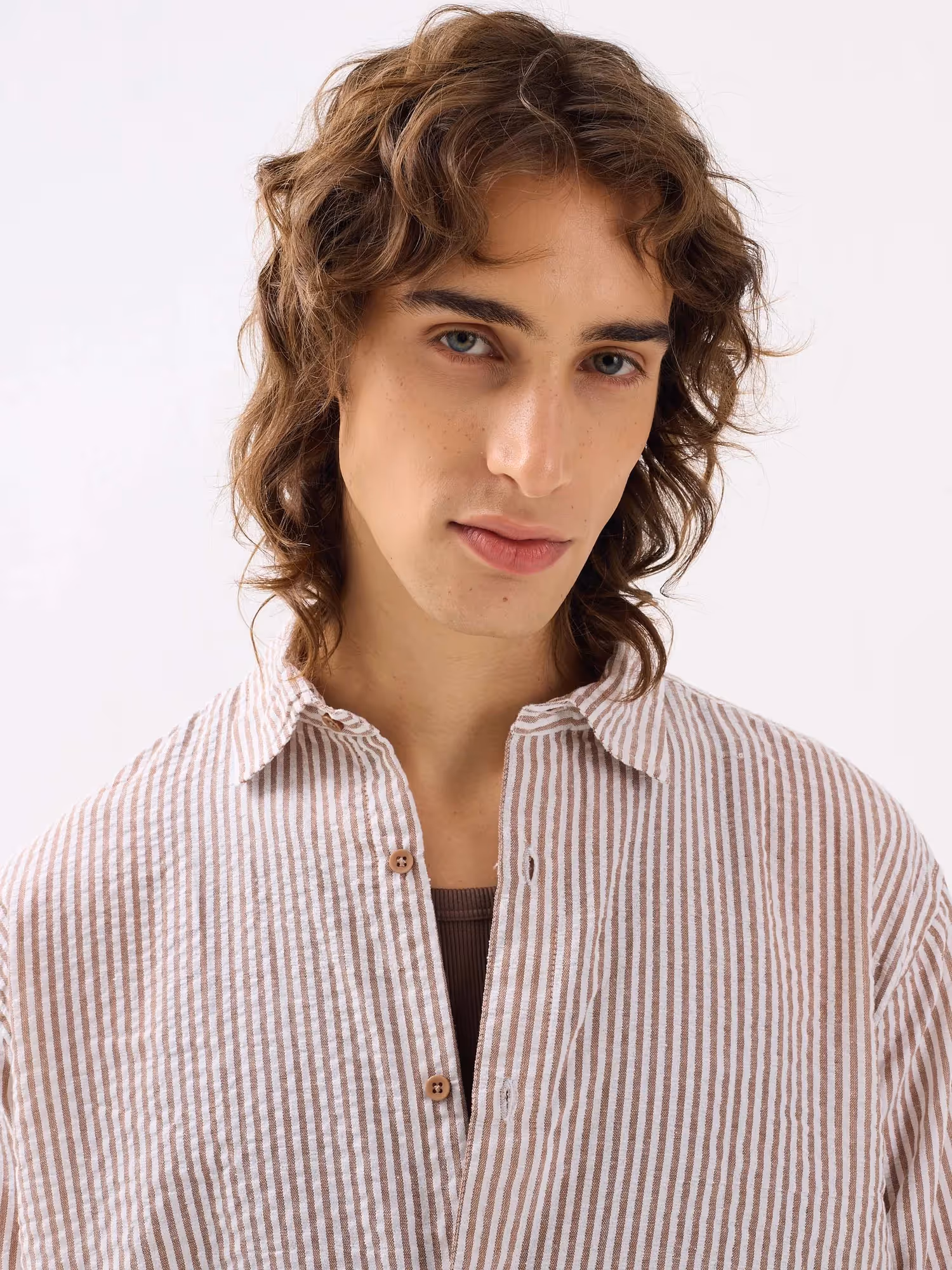 Brown Striped Seersucker Shirt  image 5